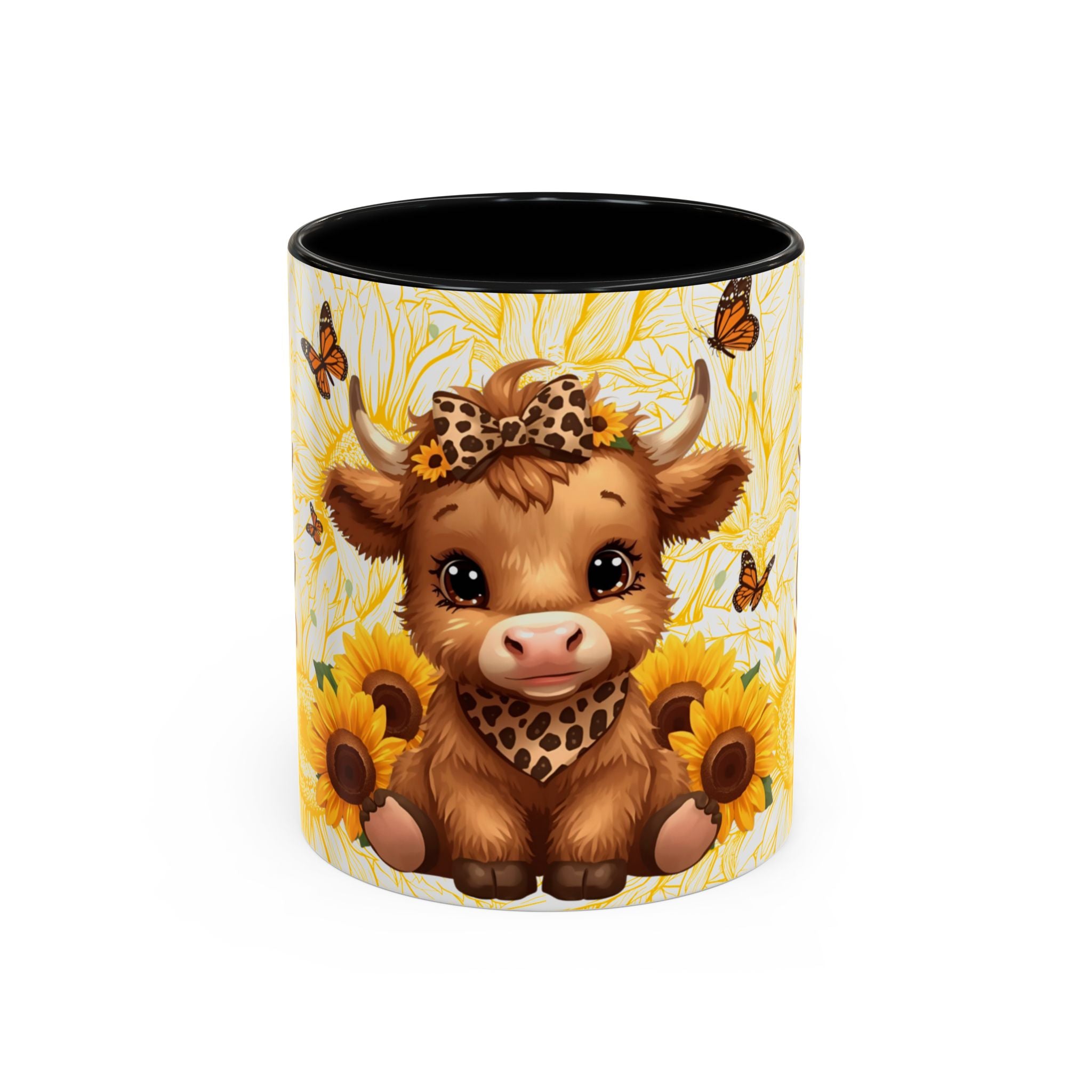 Highland Cow Cup Cute Sunflower Coffee Mug 11 and 15oz Size