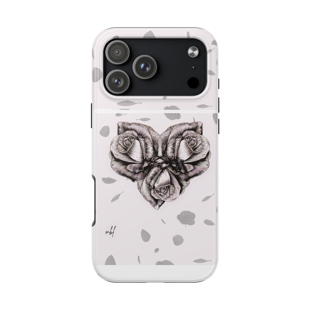IPhone Phone Case Artistic Floral Tough Phone Cases - Heart Rose Design