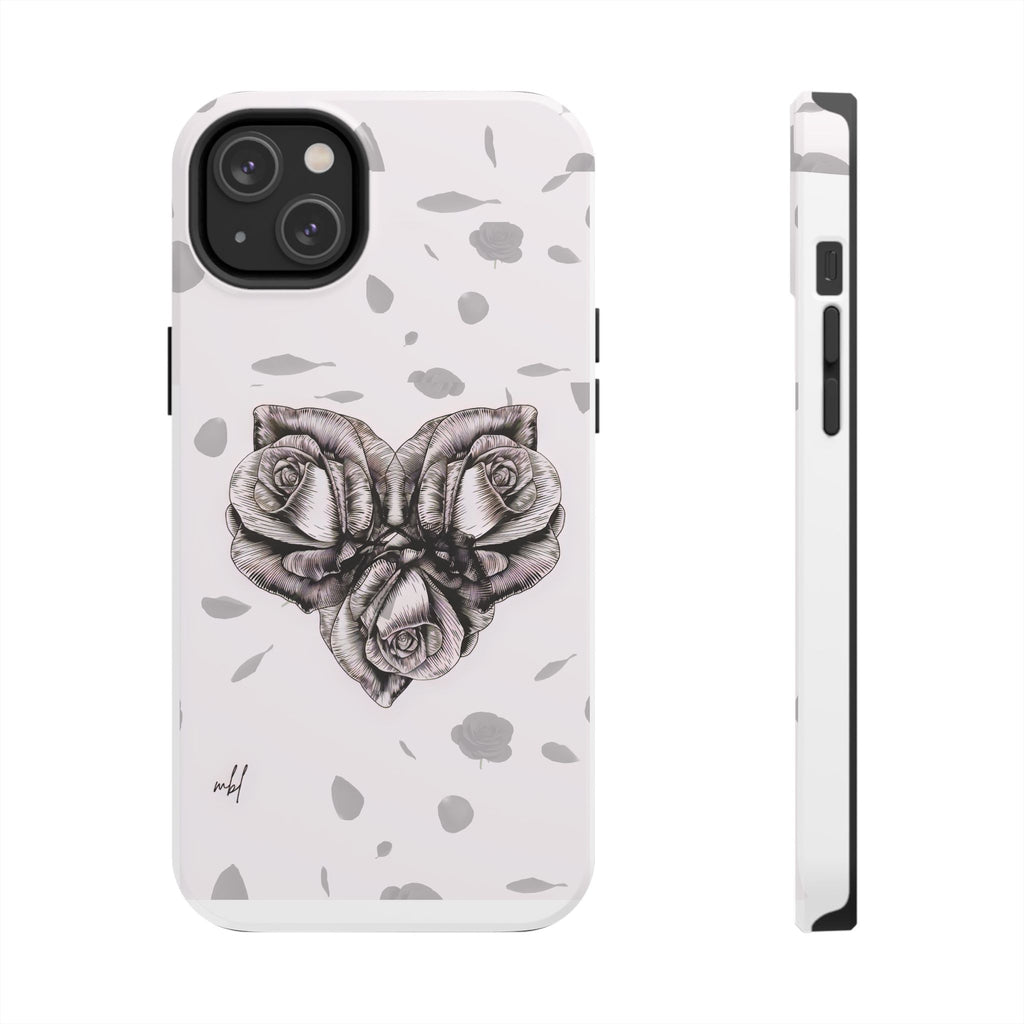 IPhone Phone Case Artistic Floral Tough Phone Cases - Heart Rose Design