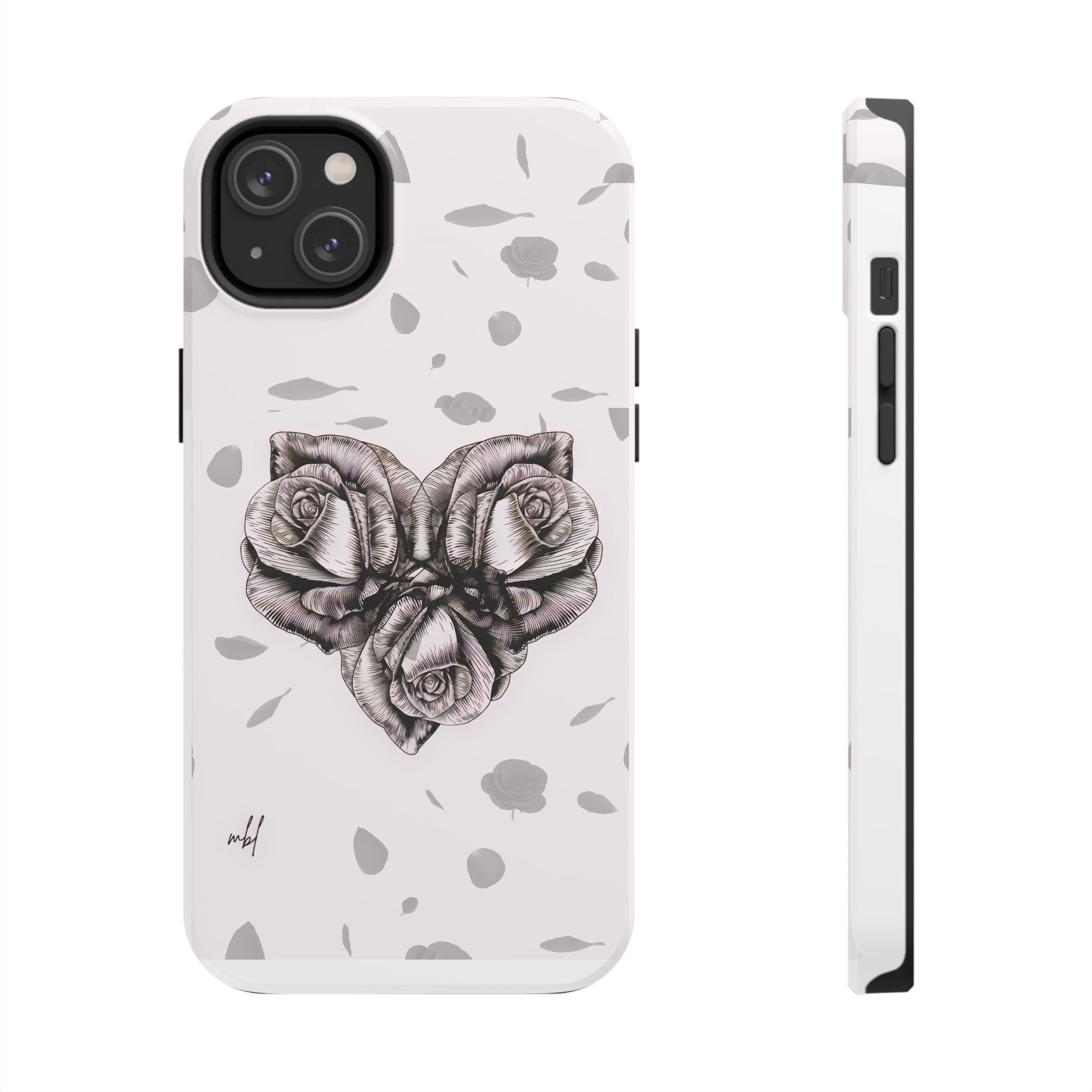 IPhone Phone Case Artistic Floral Tough Phone Cases - Heart Rose Design