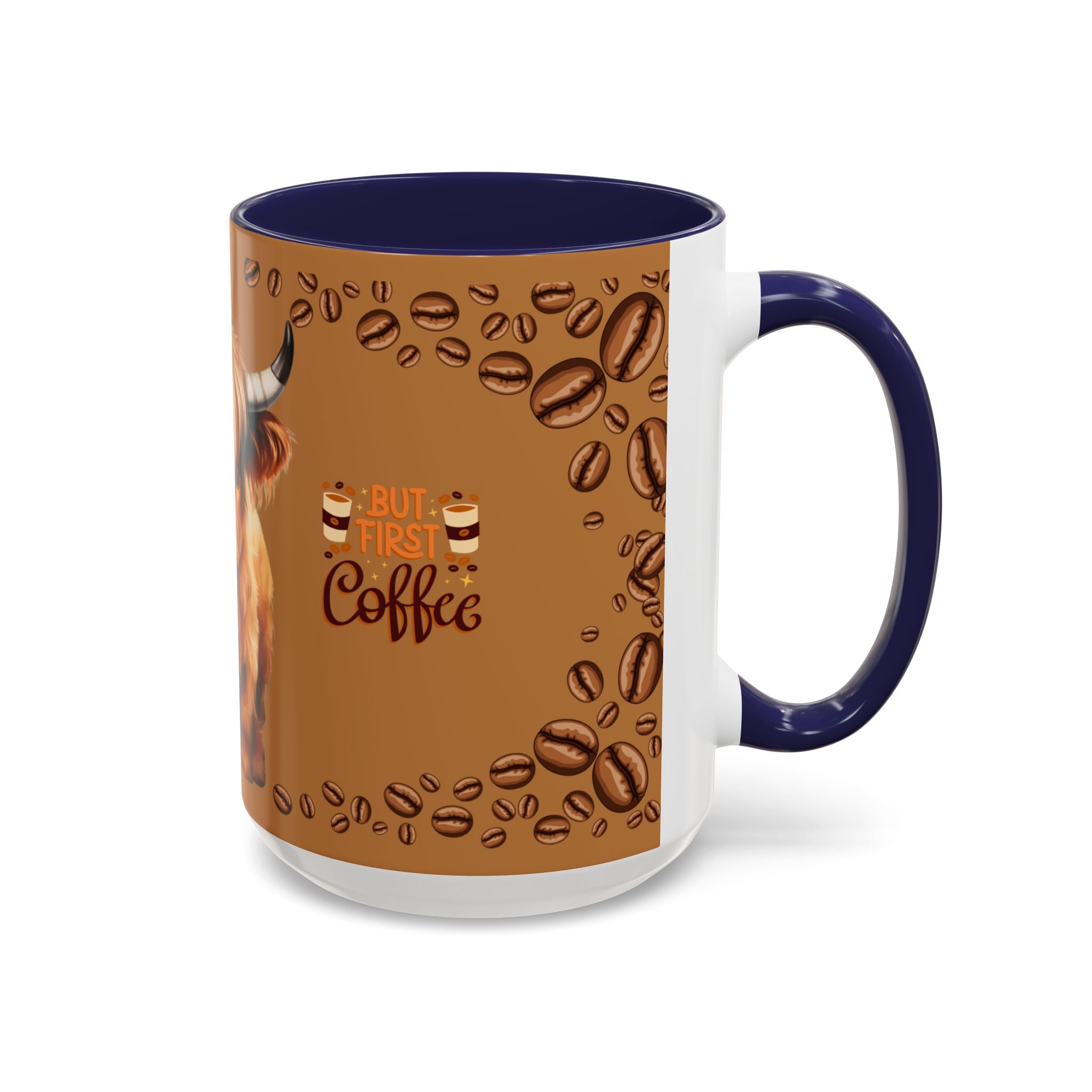 Highland Cow Coffee Mug — 'But First Coffee' Highland Cow Accent Mug (11/15oz)