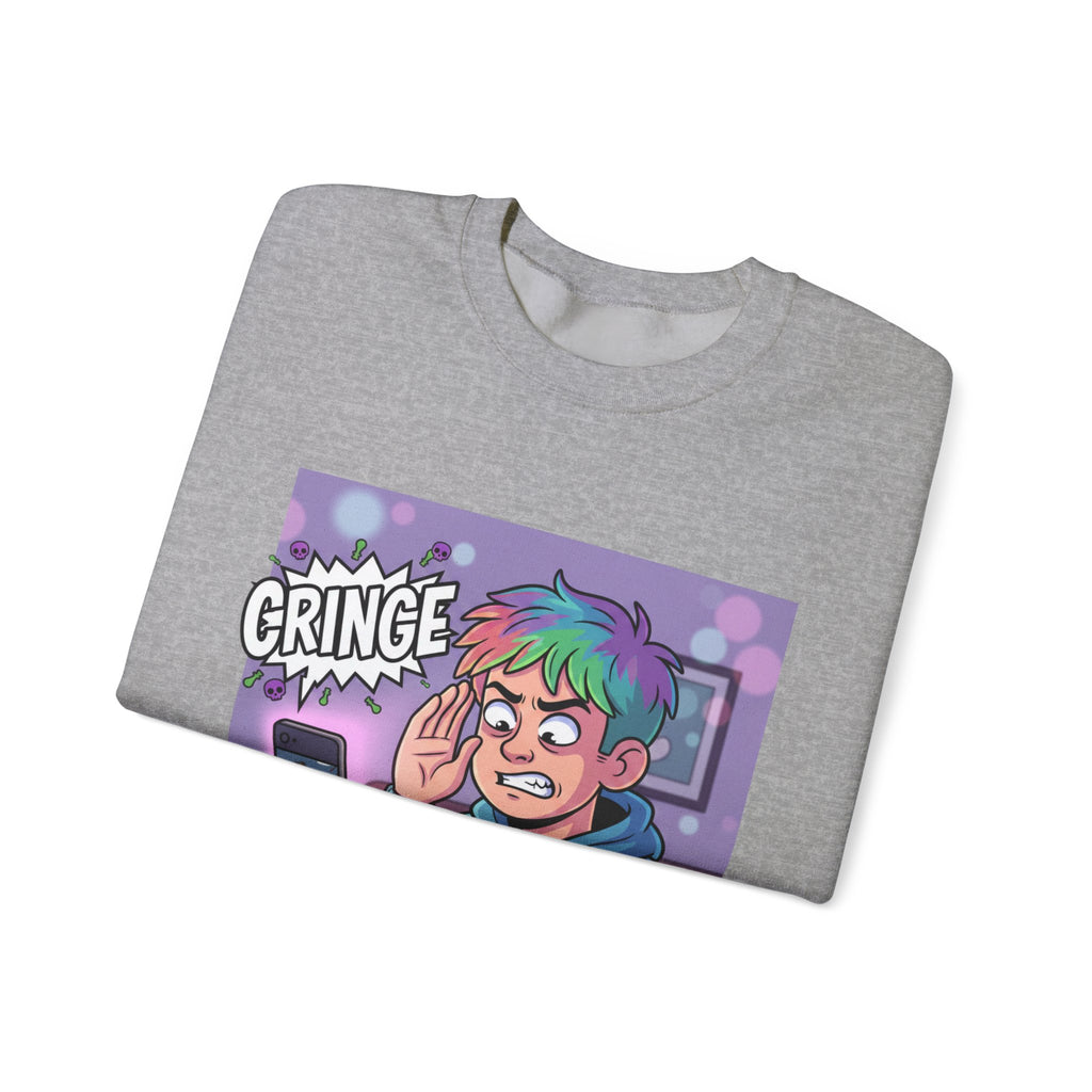 Cringe Reaction Cartoon Boy Sweatshirt | Funny Phone Call Illustration