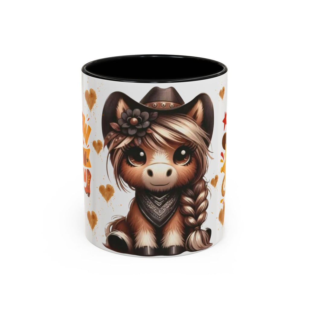 Cowgirl Pony Mug | Cute Western Horse Coffee Cup, Accent Black Handle