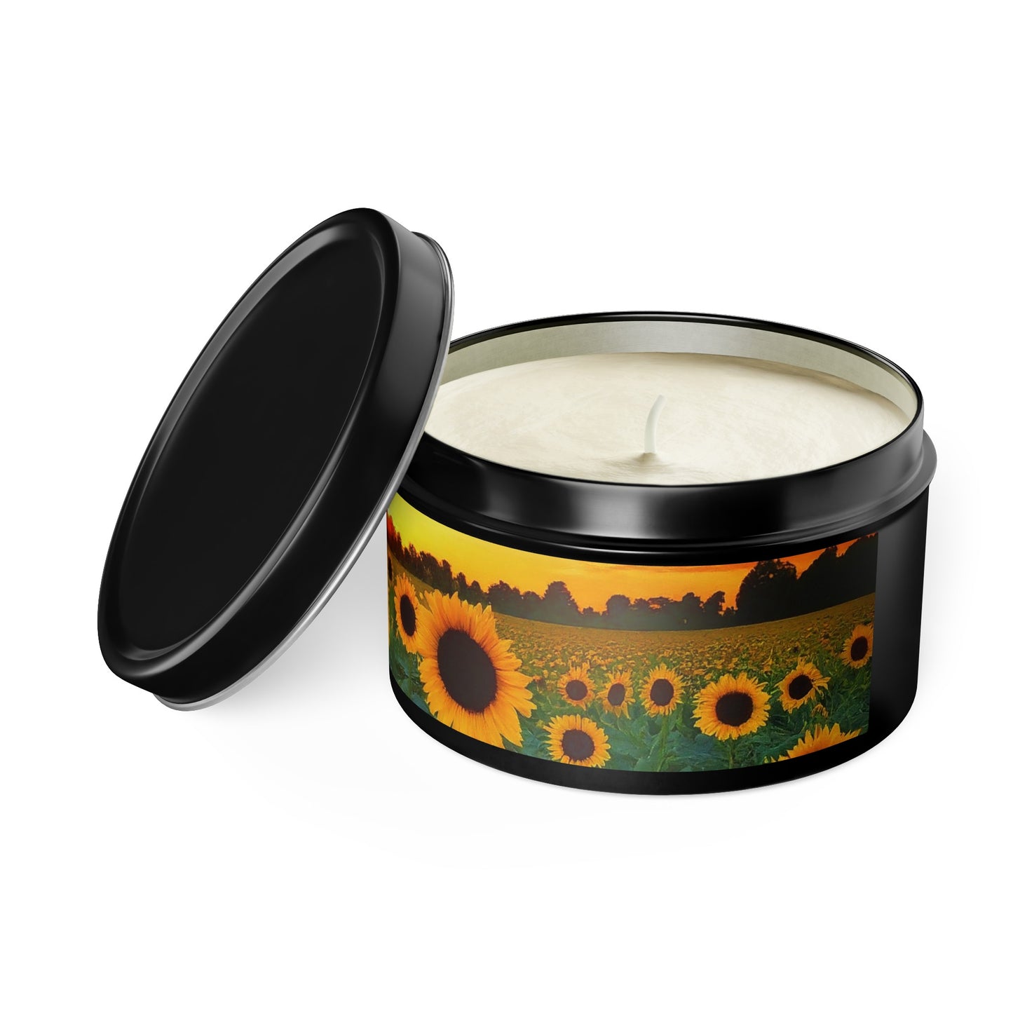 Beautiful Scented Sunflower Tin Candles