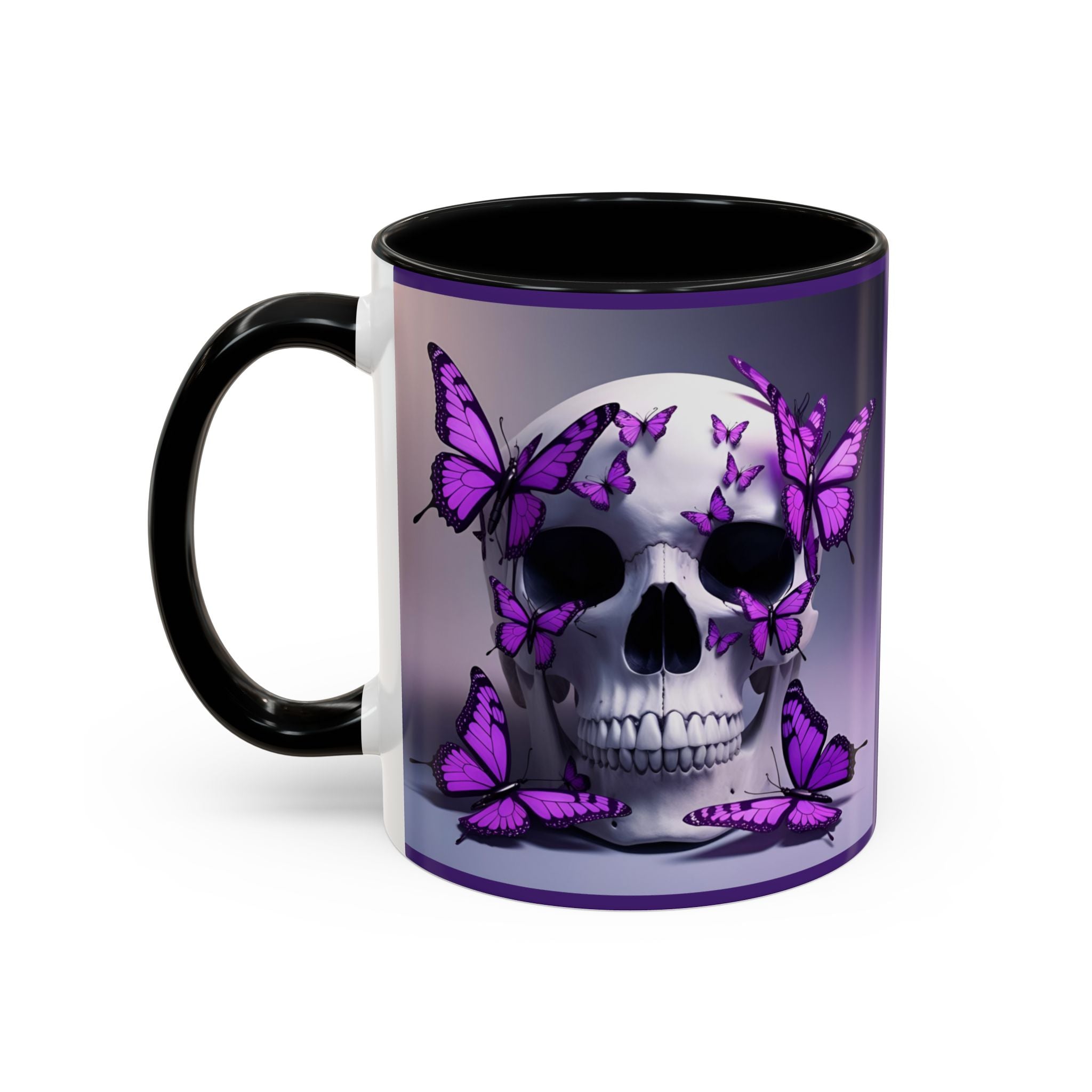 Coffee Mug Gothic Skull Butterfly Accent Design 11/15oz