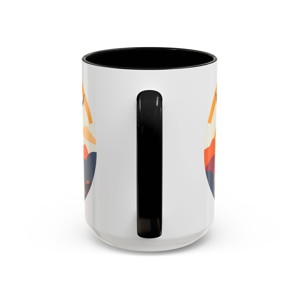 Highland Cow Coffee Mug Retro Sunset Accent 15oz