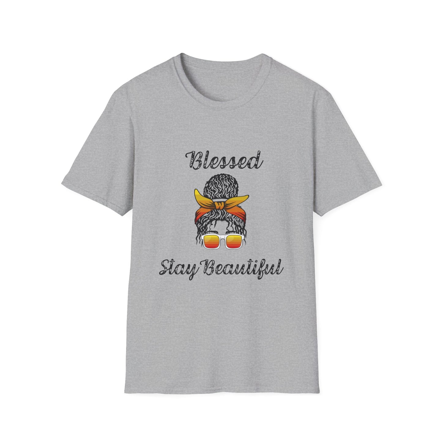 Blessed Stay Beautiful T-Shirt | Messy Bun Bandana Sunglasses