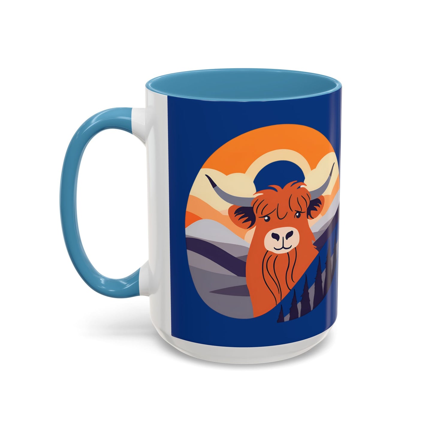 Highland Cow Coffee Mug — Cute Orange Scottish Cattle Accent Ceramic Mug (11/15 oz)
