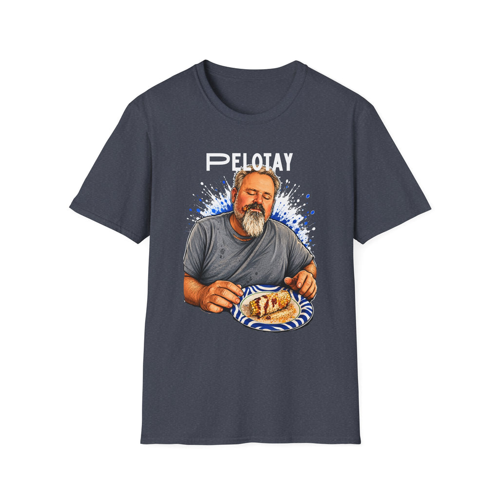 T-Shirt — Bearded Man Enjoying Mexican Elote for the First Time Illustration