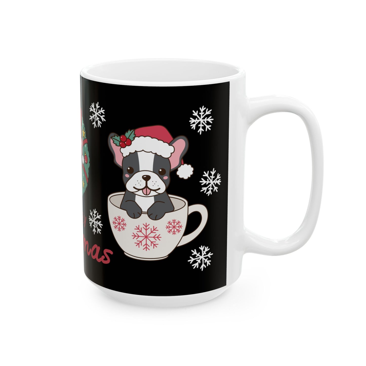 French Bulldog Christmas Wreath Mug | Merry Christmas Ceramic Mug