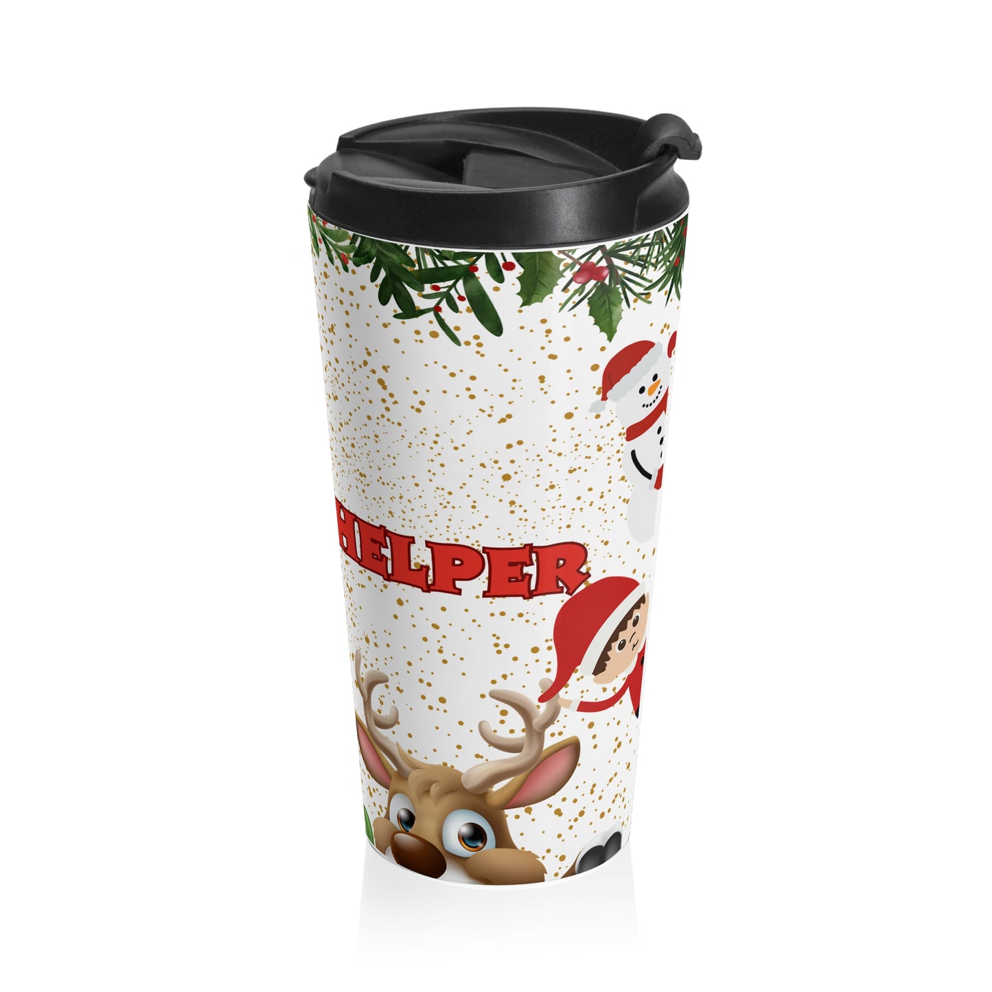 Travel Mug - Santa's Helper Cute Christmas Stainless Steel Tumbler