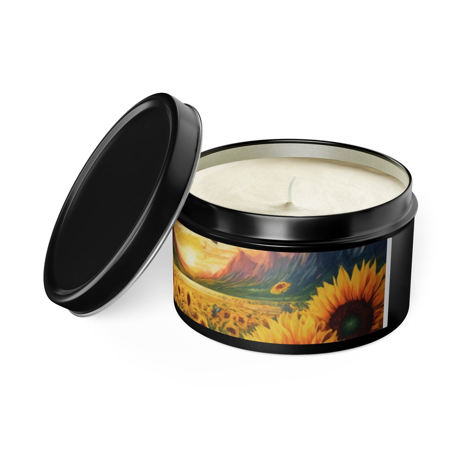 Beautiful Scented Sunflower Design Tin Candles