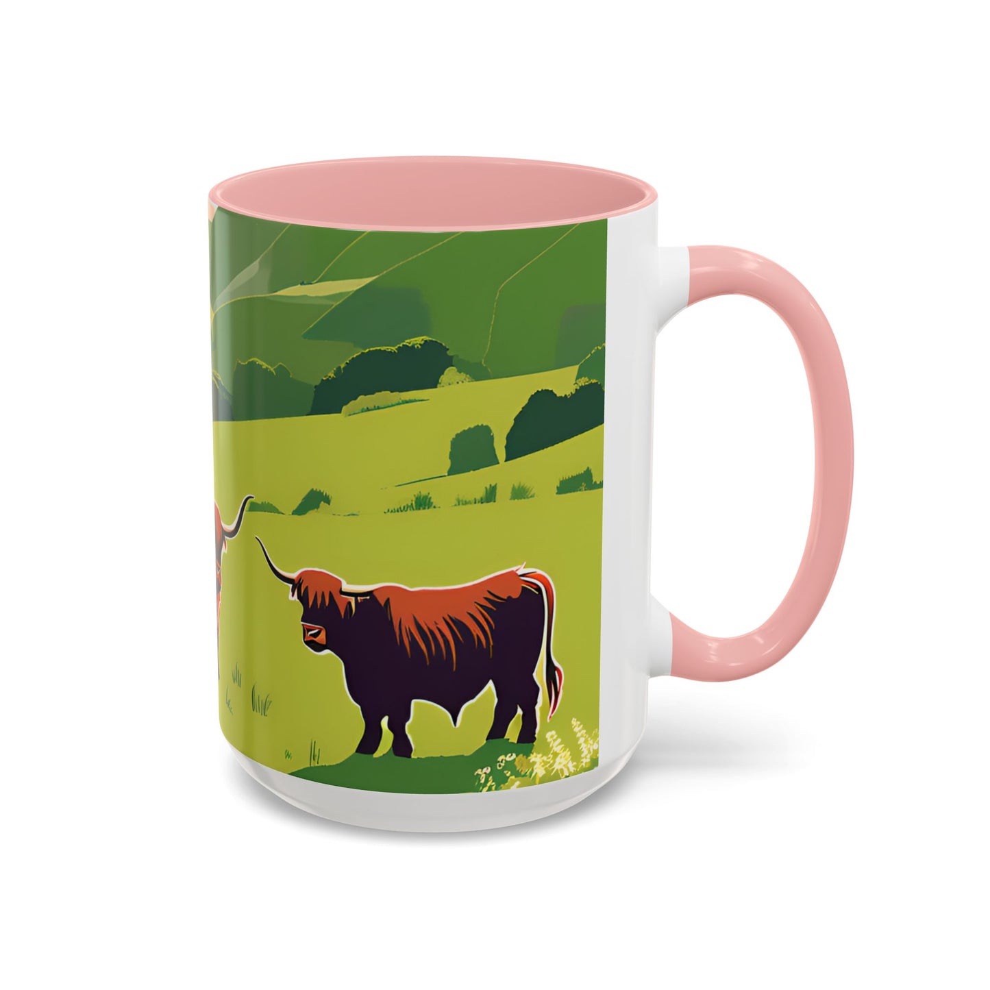 Highland Cow Coffee Mug – Scenic Farm Landscape Accent Mug (11/15oz)
