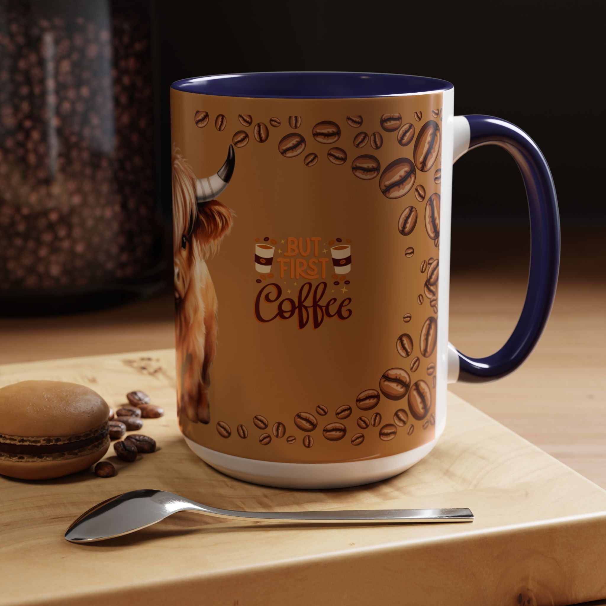 Highland Cow Coffee Mug — 'But First Coffee' Highland Cow Accent Mug (11/15oz)