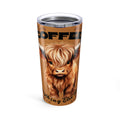 Cute Highland Cow Tumbler Coffee Mug  –   20oz Design, Coffee Beans Pattern