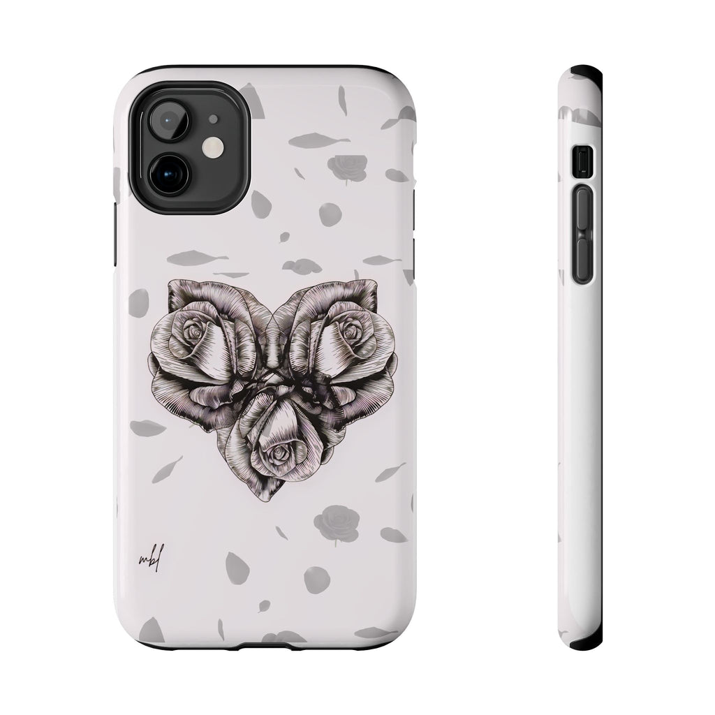 IPhone Phone Case Artistic Floral Tough Phone Cases - Heart Rose Design
