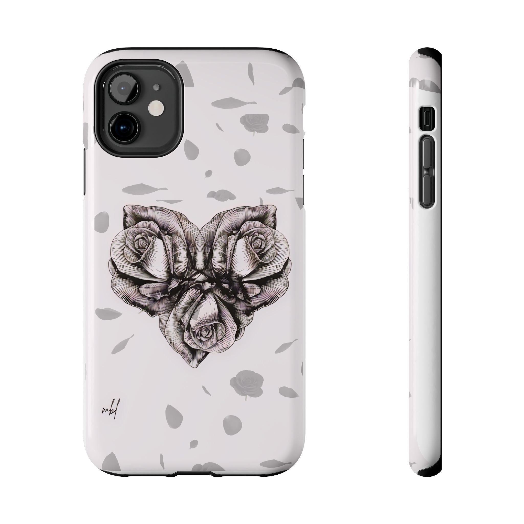 IPhone Phone Case Artistic Floral Tough Phone Cases - Heart Rose Design