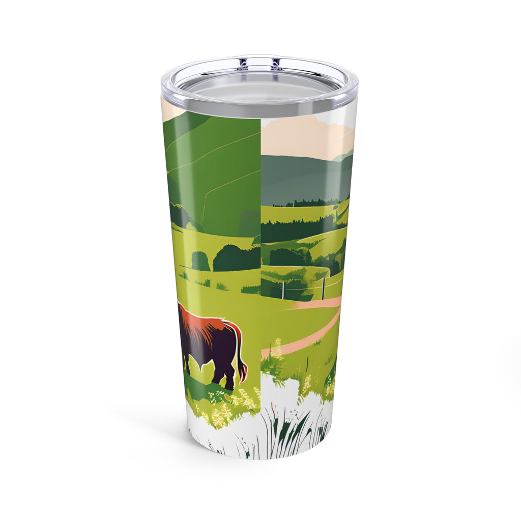 Highland Cow Tumbler Insulated Scenic Farm Landscape Travel Mug 20oz