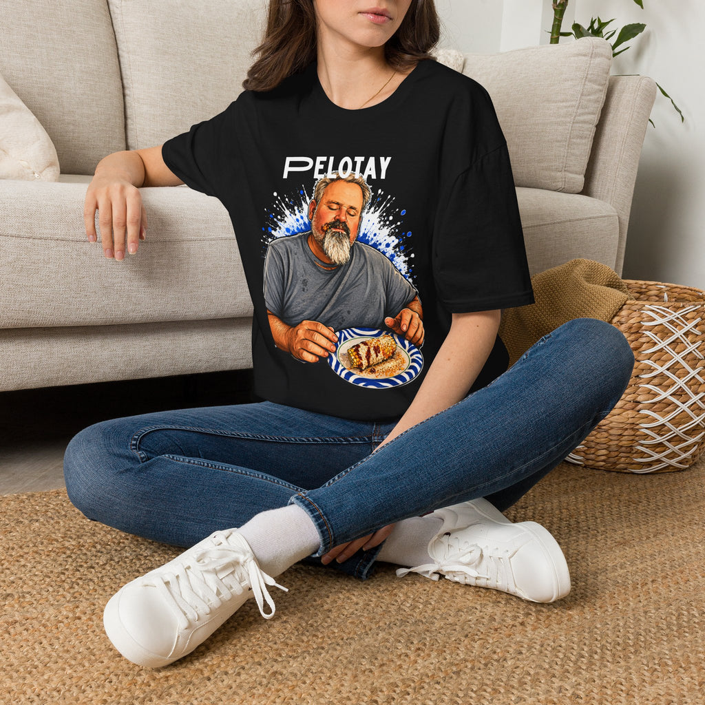 T-Shirt — Bearded Man Enjoying Mexican Elote for the First Time Illustration