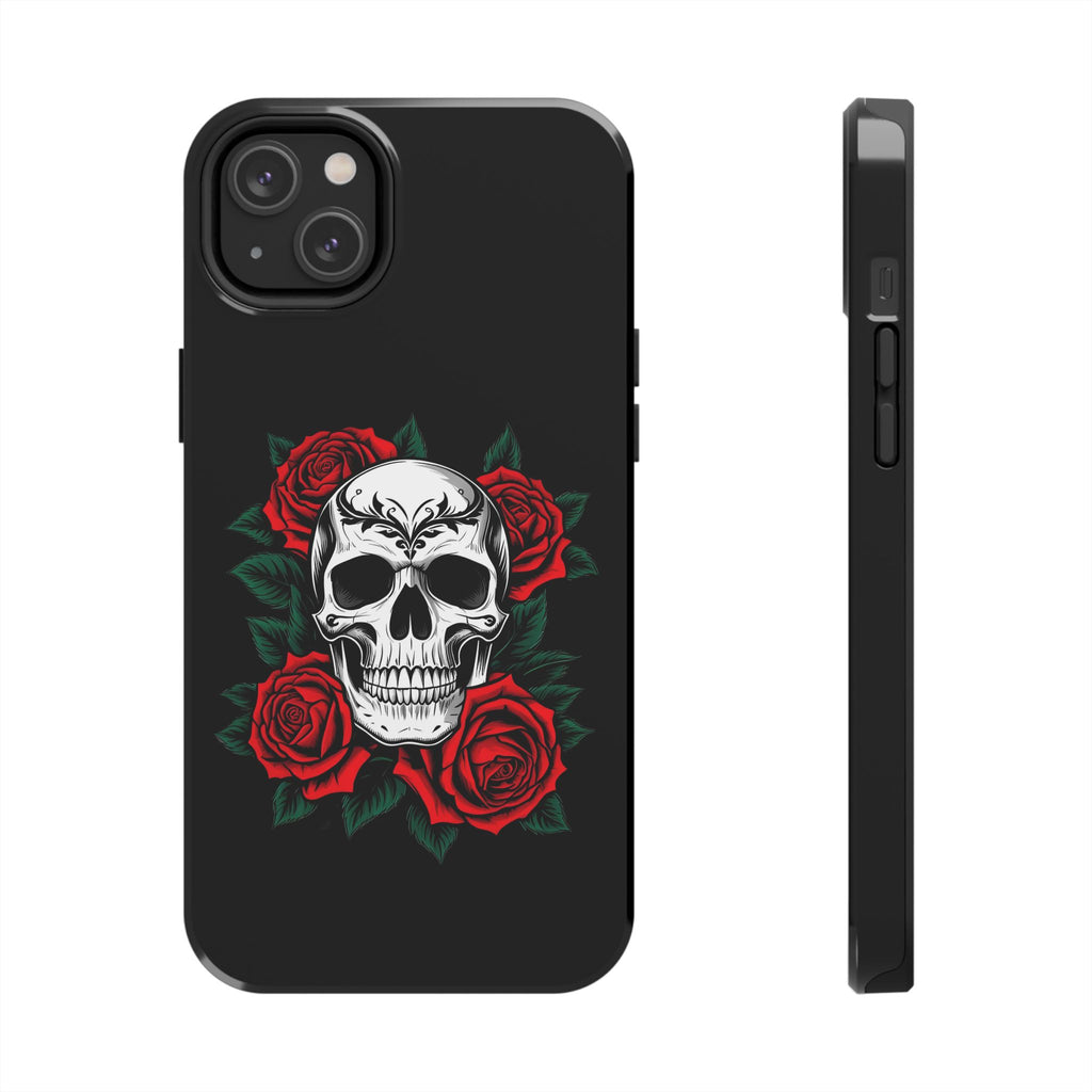 Skull and Roses Tough Phone Case — Durable Protective iPhone Cover with Vibrant Wing Design