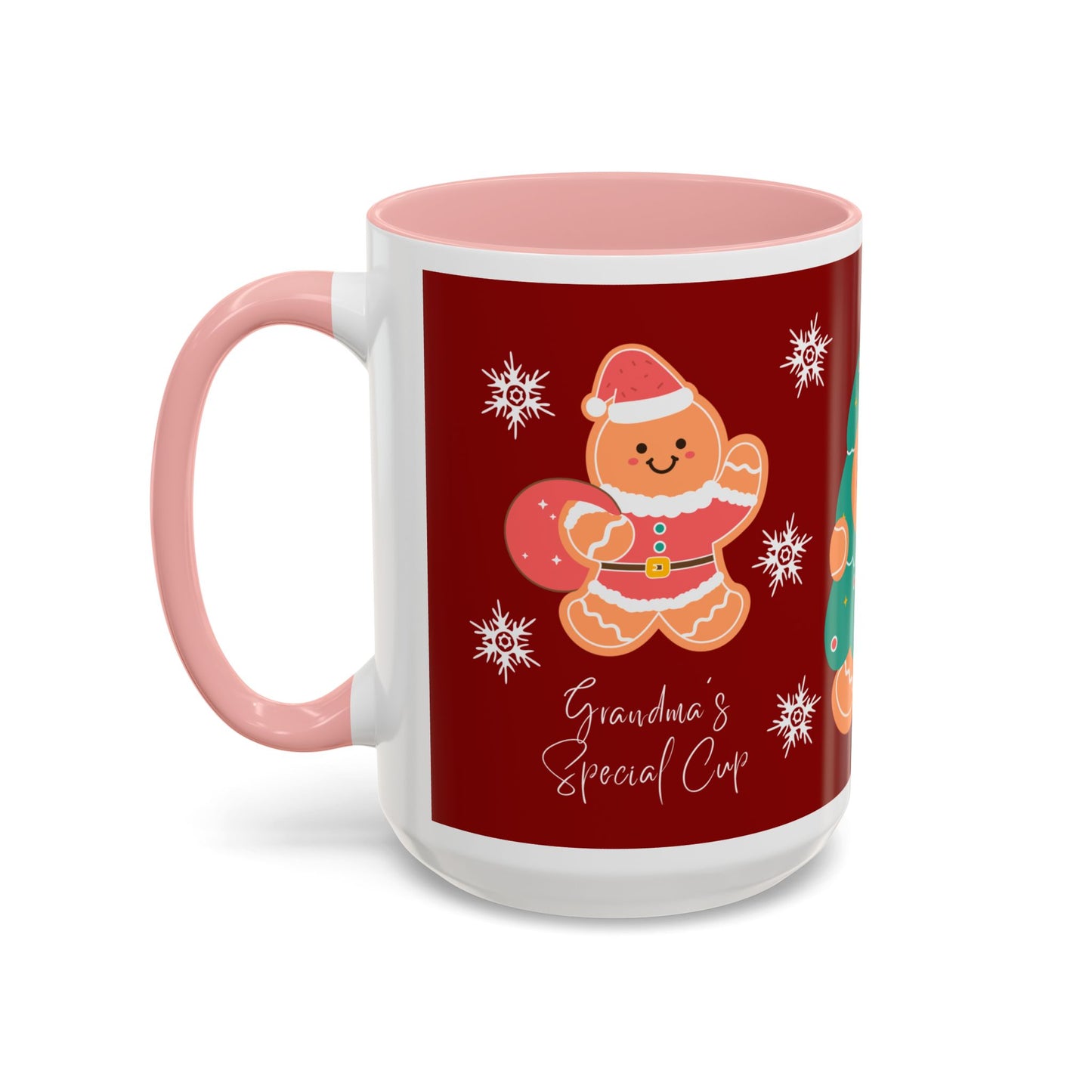 Christmas Cookie & Milk Accent Mug — Holiday Gingerbread Tree Design (11/15oz)