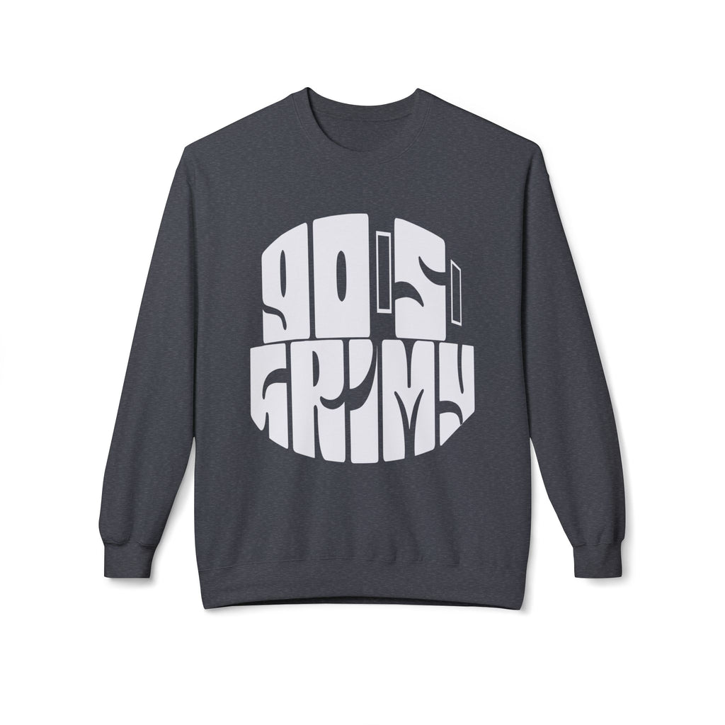90s Grime Crewneck Sweatshirt — Retro Distorted Logo Pullover