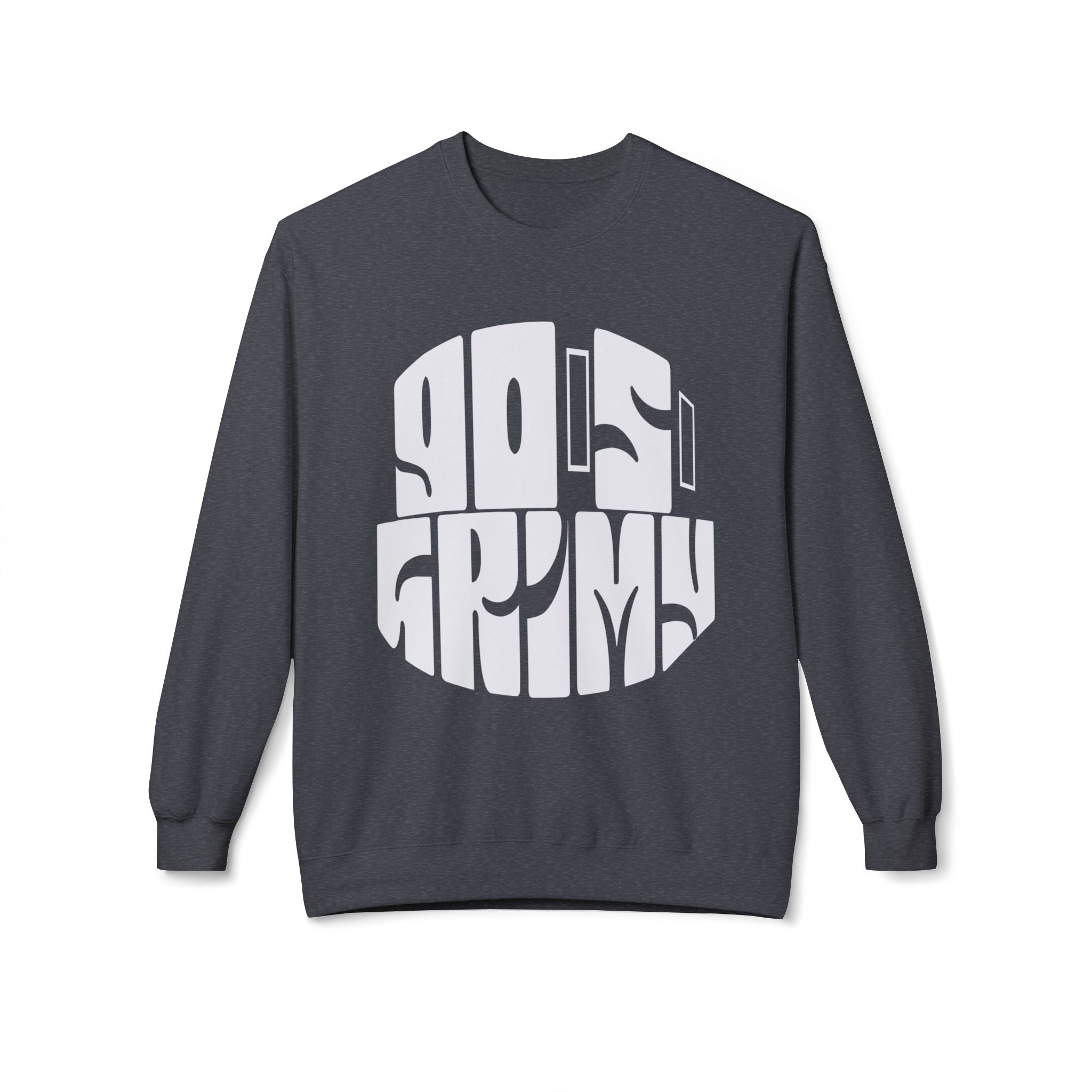 90s Grime Crewneck Sweatshirt — Retro Distorted Logo Pullover