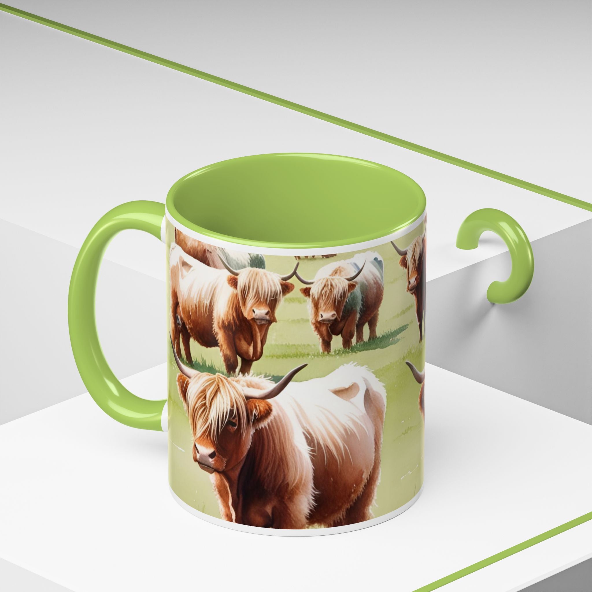 Highland Cow Accent Coffee Mug — Cute Rustic Cattle Farm Design (11/15 oz)