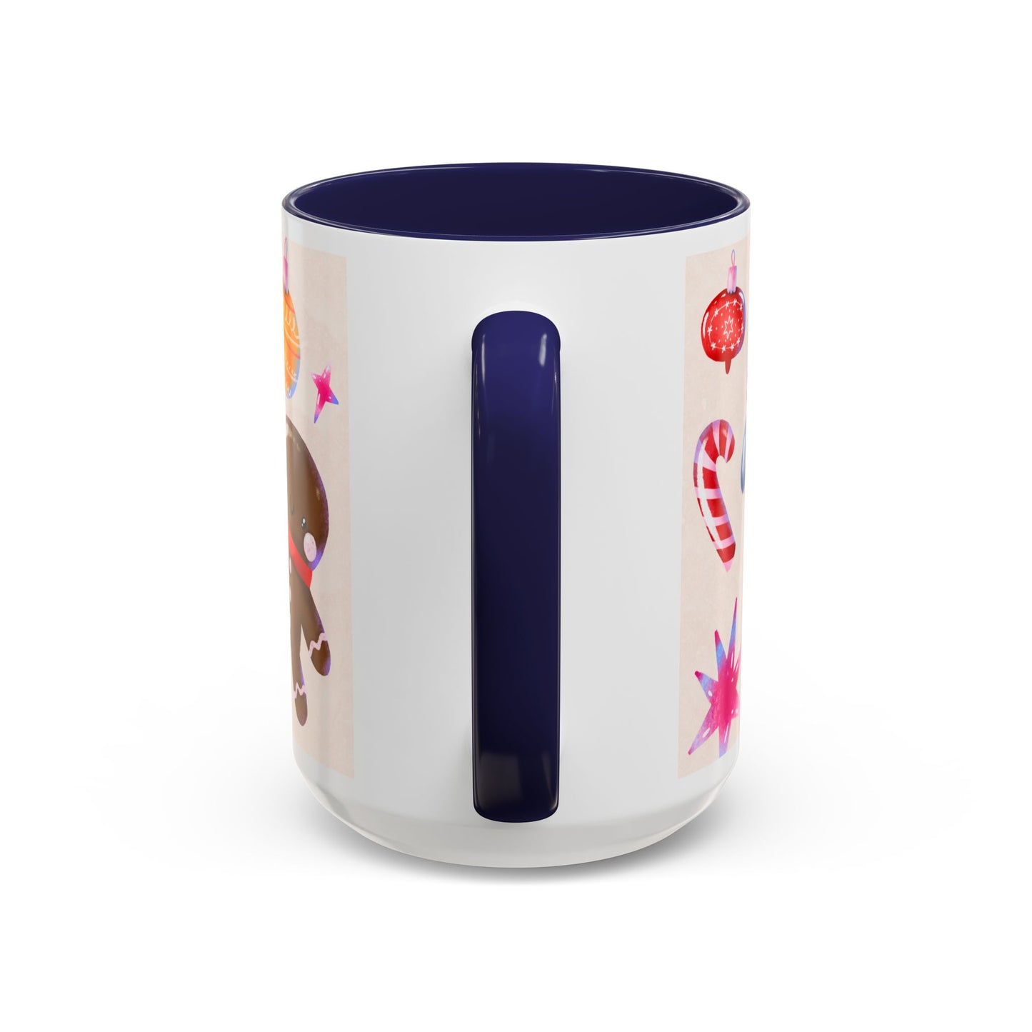 Christmas Time Accent Coffee Mug — Festive Gingerbread & Ornaments Holiday Mug (11/15 oz)