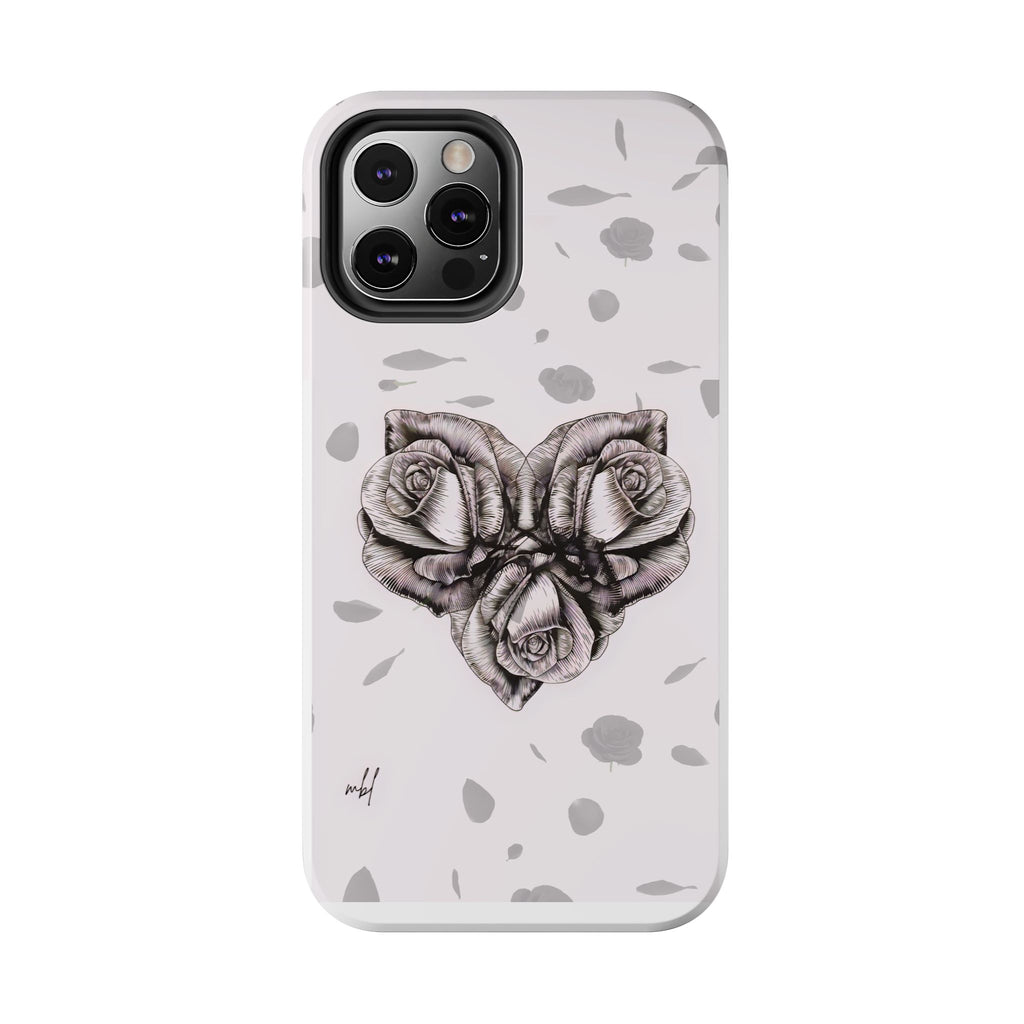 IPhone Phone Case Artistic Floral Tough Phone Cases - Heart Rose Design