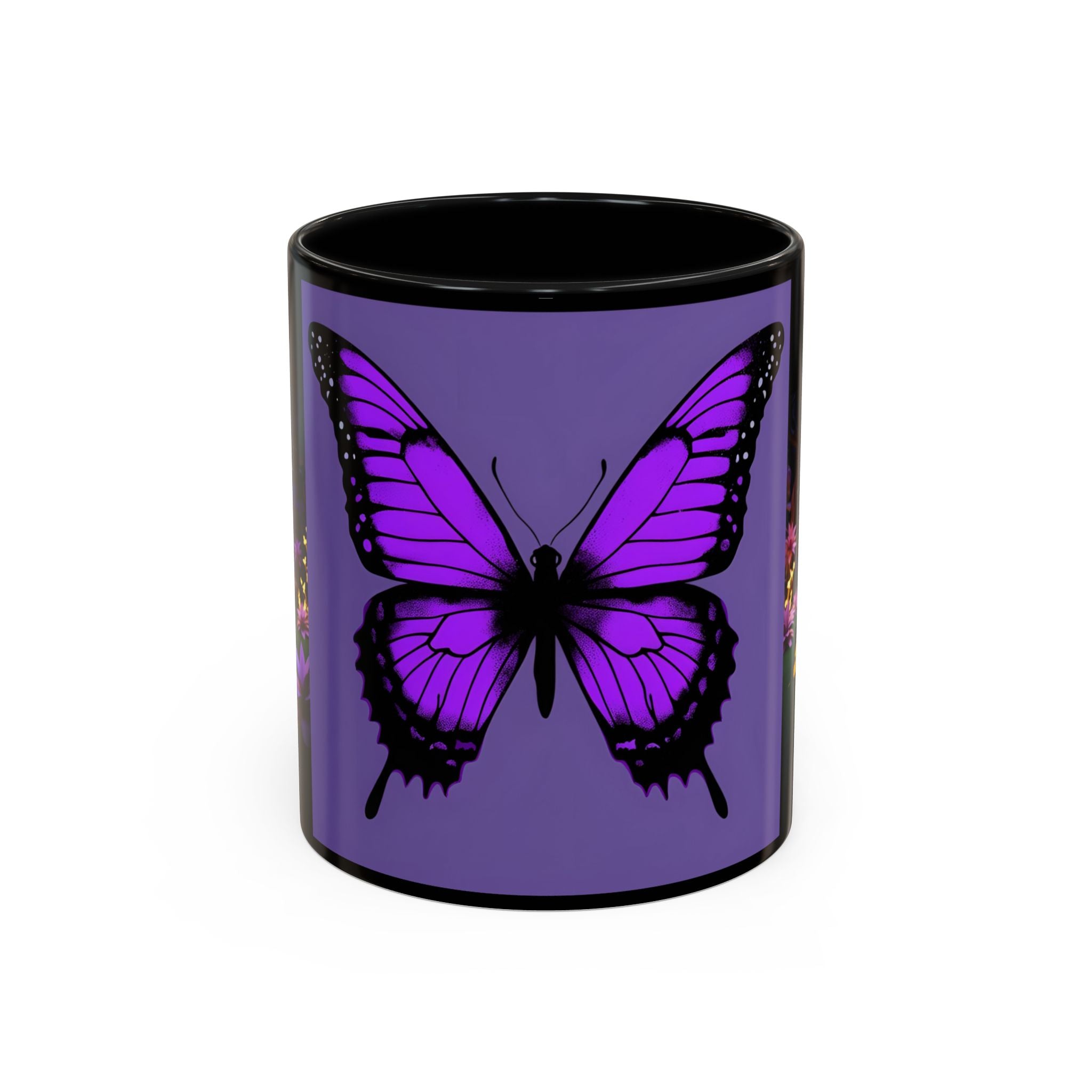 Purple Gothic Coffee Mug Butterfly Floral Skull Accent Cup