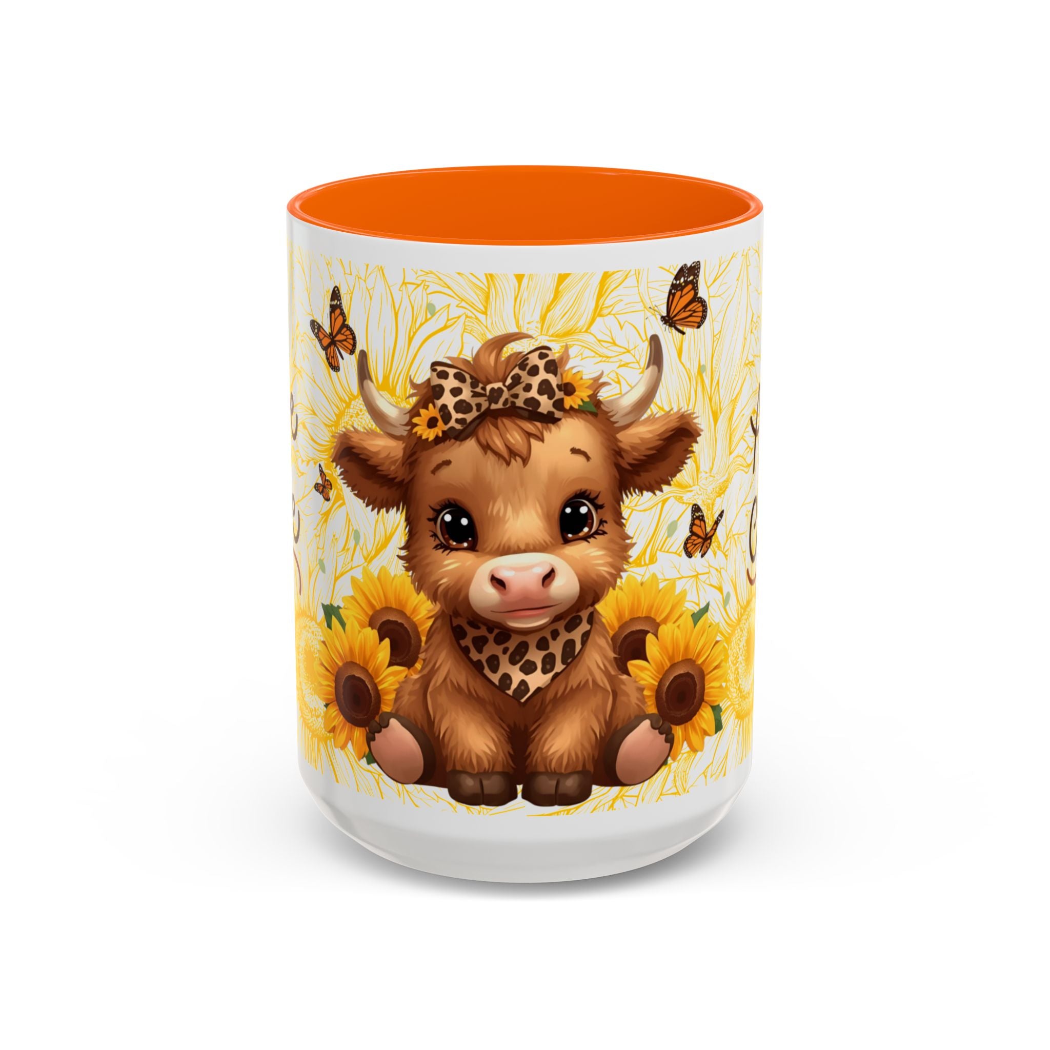 Highland Cow Cup Cute Sunflower Coffee Mug 11 and 15oz Size