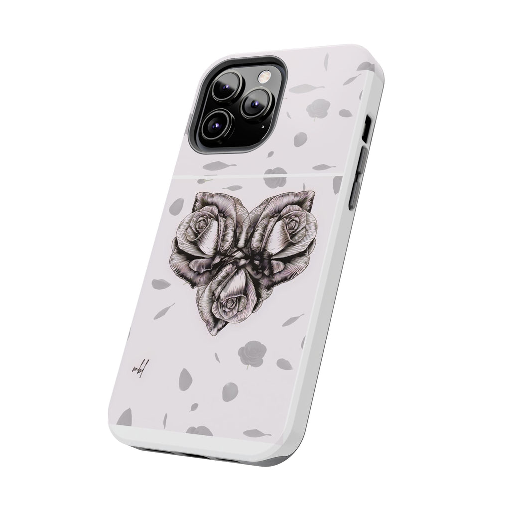 IPhone Phone Case Artistic Floral Tough Phone Cases - Heart Rose Design