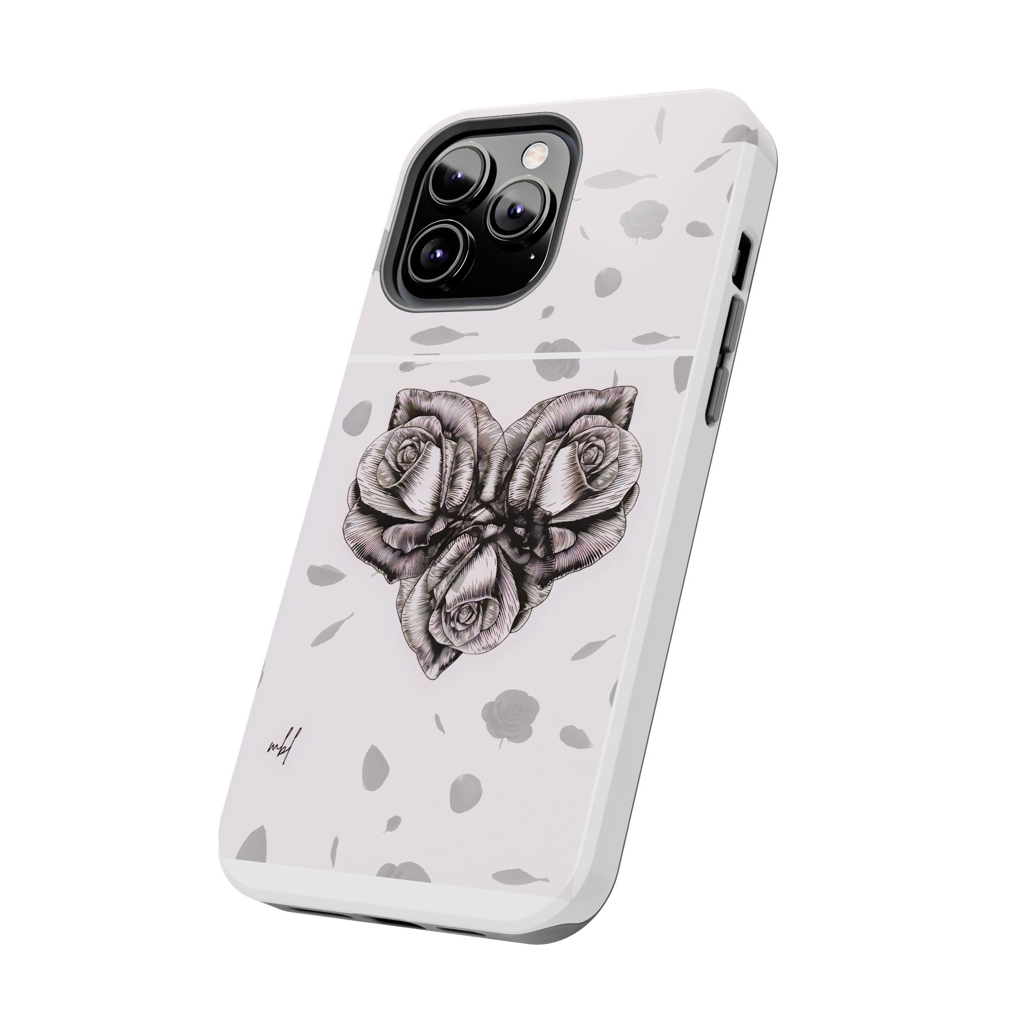 IPhone Phone Case Artistic Floral Tough Phone Cases - Heart Rose Design