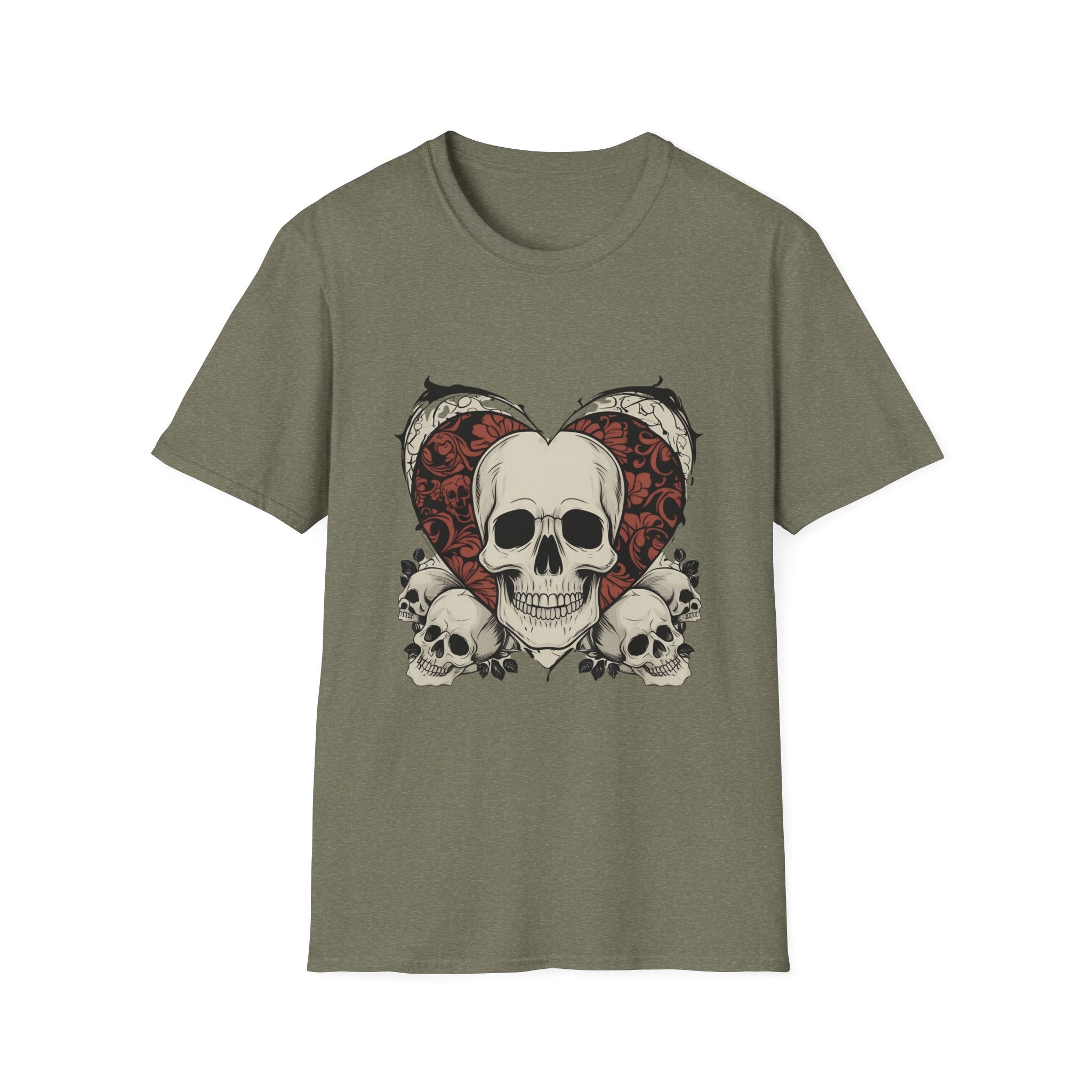 Skull Heart Graphic Tee - Edgy Unisex T-Shirt for Halloween, Gothic Style, Alternative Fashion, Gift for Her/Him