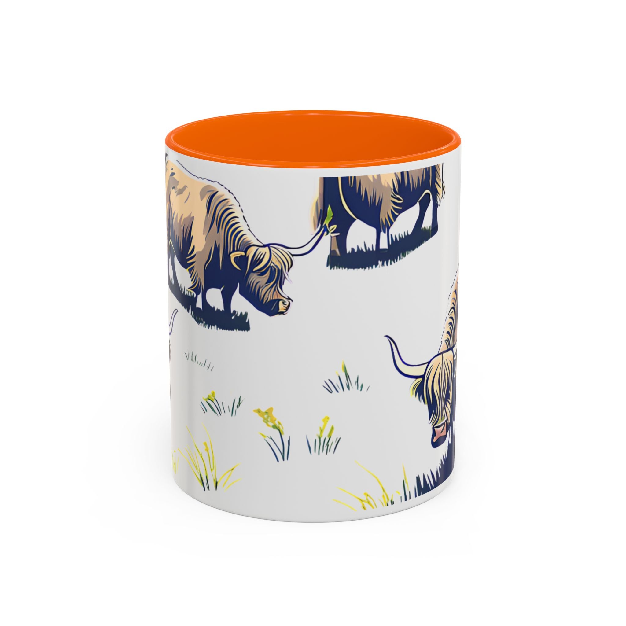 Highland Cow Accent Coffee Mug – Cute Scottish Cattle Pattern, 11/15oz