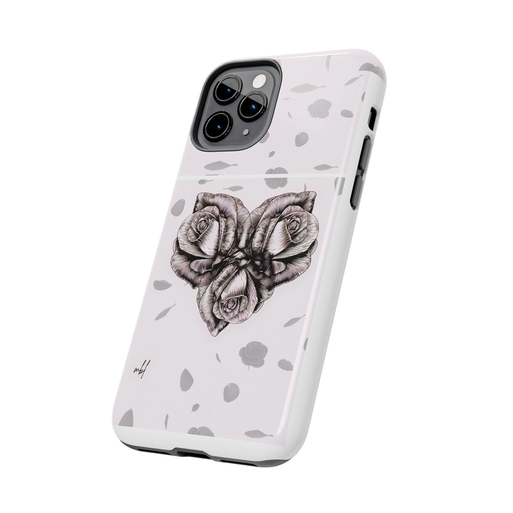 IPhone Phone Case Artistic Floral Tough Phone Cases - Heart Rose Design