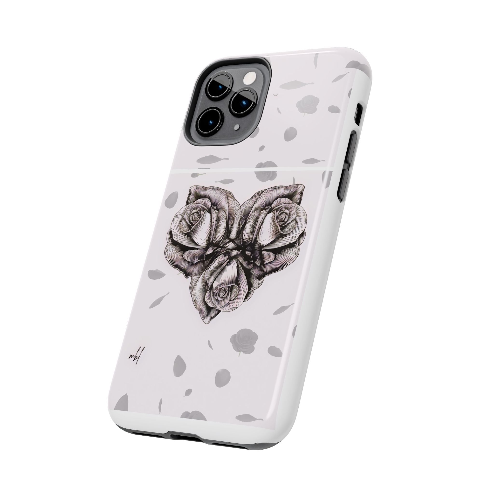 IPhone Phone Case Artistic Floral Tough Phone Cases - Heart Rose Design