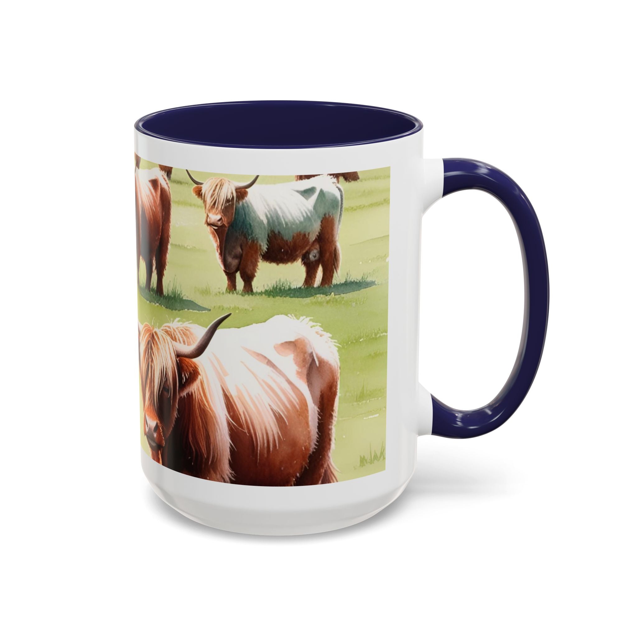 Highland Cow Accent Coffee Mug — Cute Rustic Cattle Farm Design (11/15 oz)