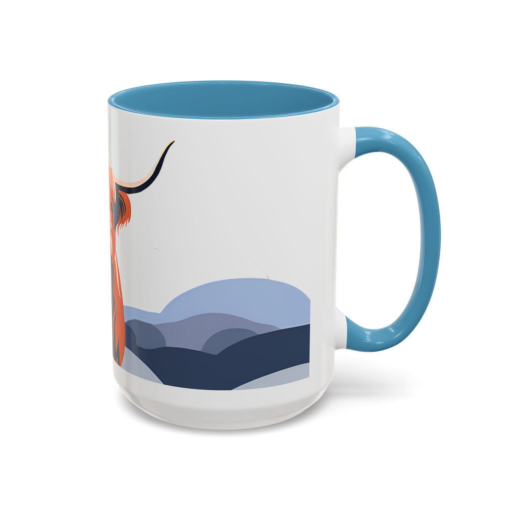 Highland Cow Accent Coffee Mug – Scenic Farmhouse Tea & Coffee Cup (11/15 oz)