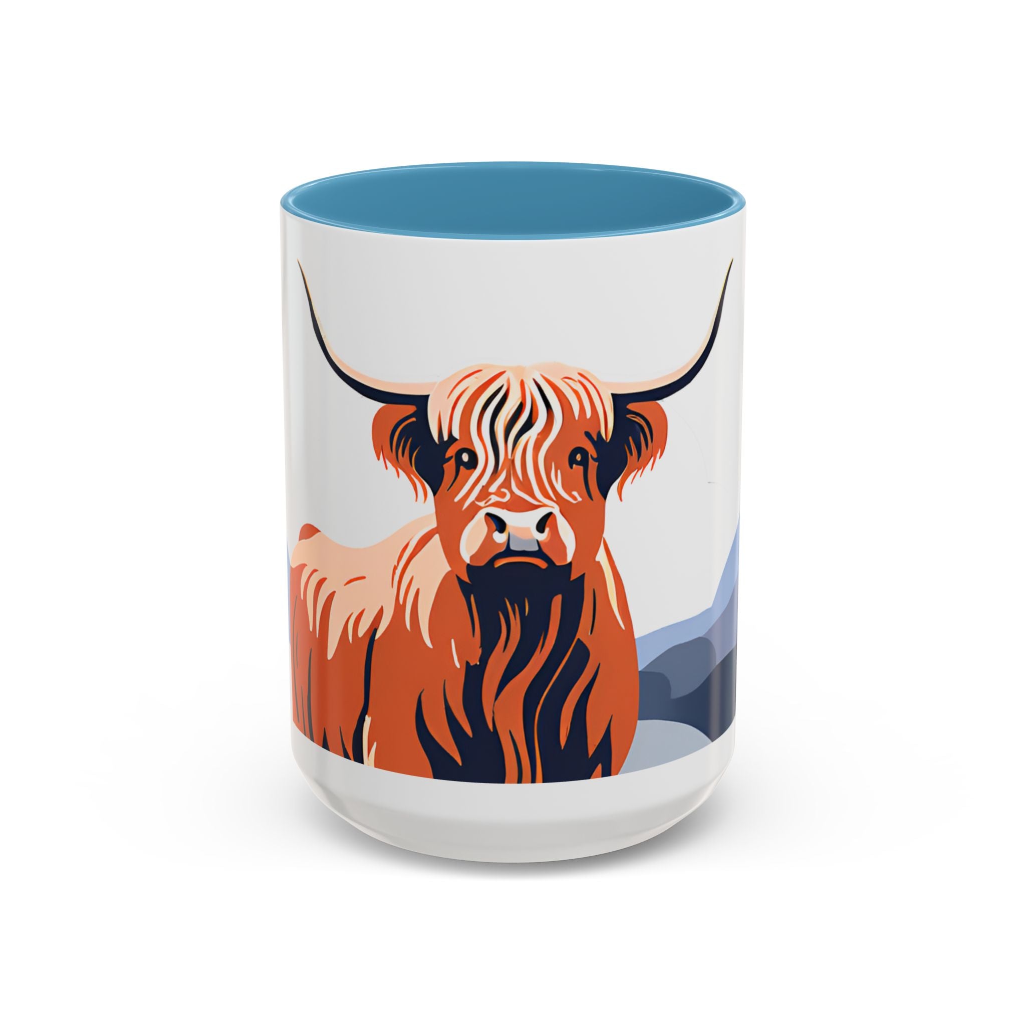 Highland Cow Accent Coffee Mug – Scenic Farmhouse Tea & Coffee Cup (11/15 oz)