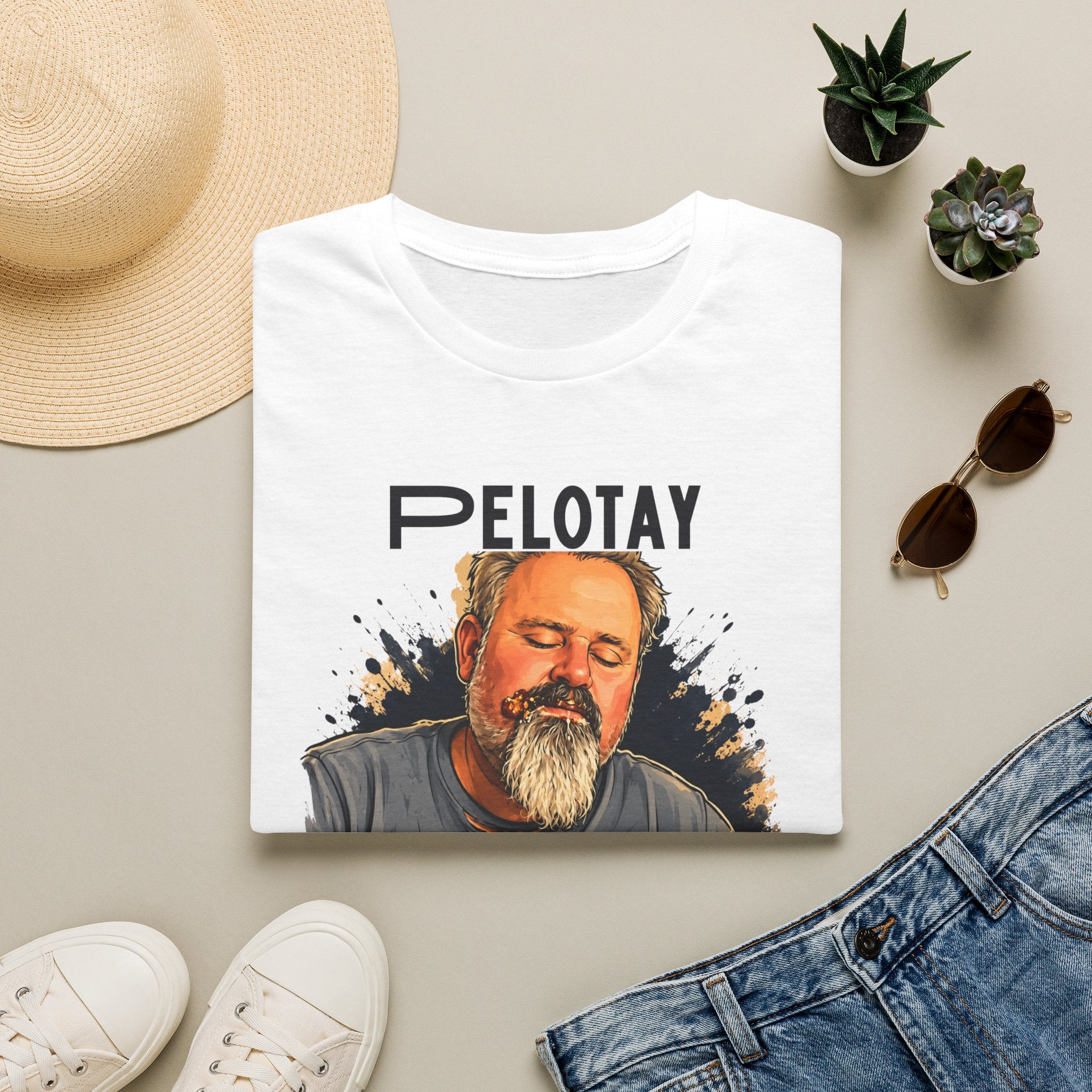 Pelotay Portrait T‑Shirt — Relaxed Bearded Man Graphic Tee