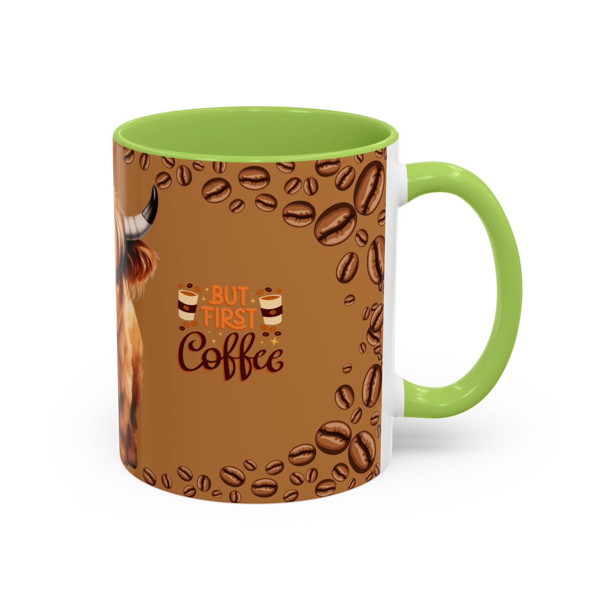 Highland Cow Coffee Mug — 'But First Coffee' Highland Cow Accent Mug (11/15oz)