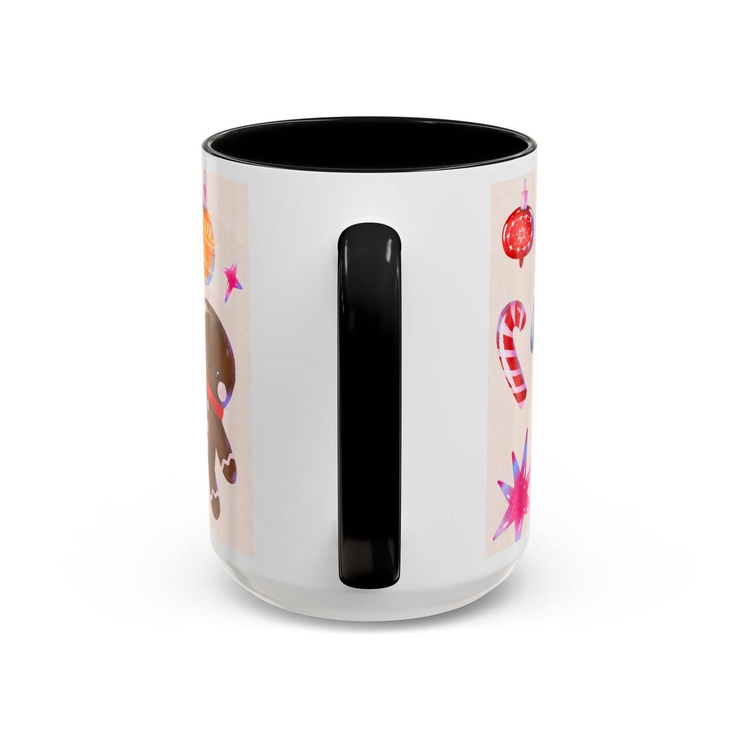 Christmas Time Accent Coffee Mug — Festive Gingerbread & Ornaments Holiday Mug (11/15 oz)