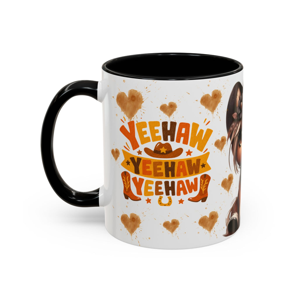 Cowgirl Pony Mug | Cute Western Horse Coffee Cup, Accent Black Handle