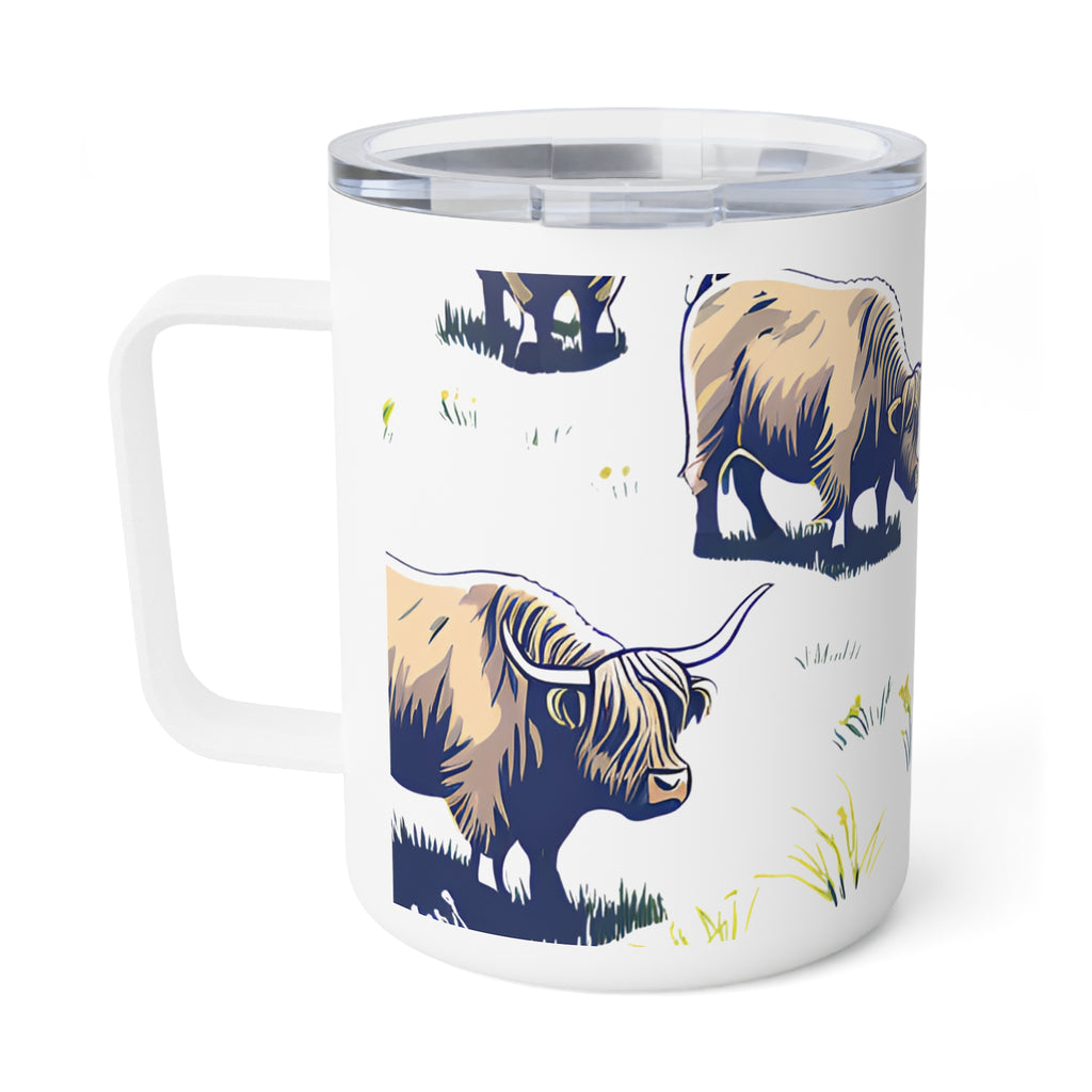 Highland Cow 10oz Insulated Coffee Mug Cute Scottish Cattle Travel Tumbler