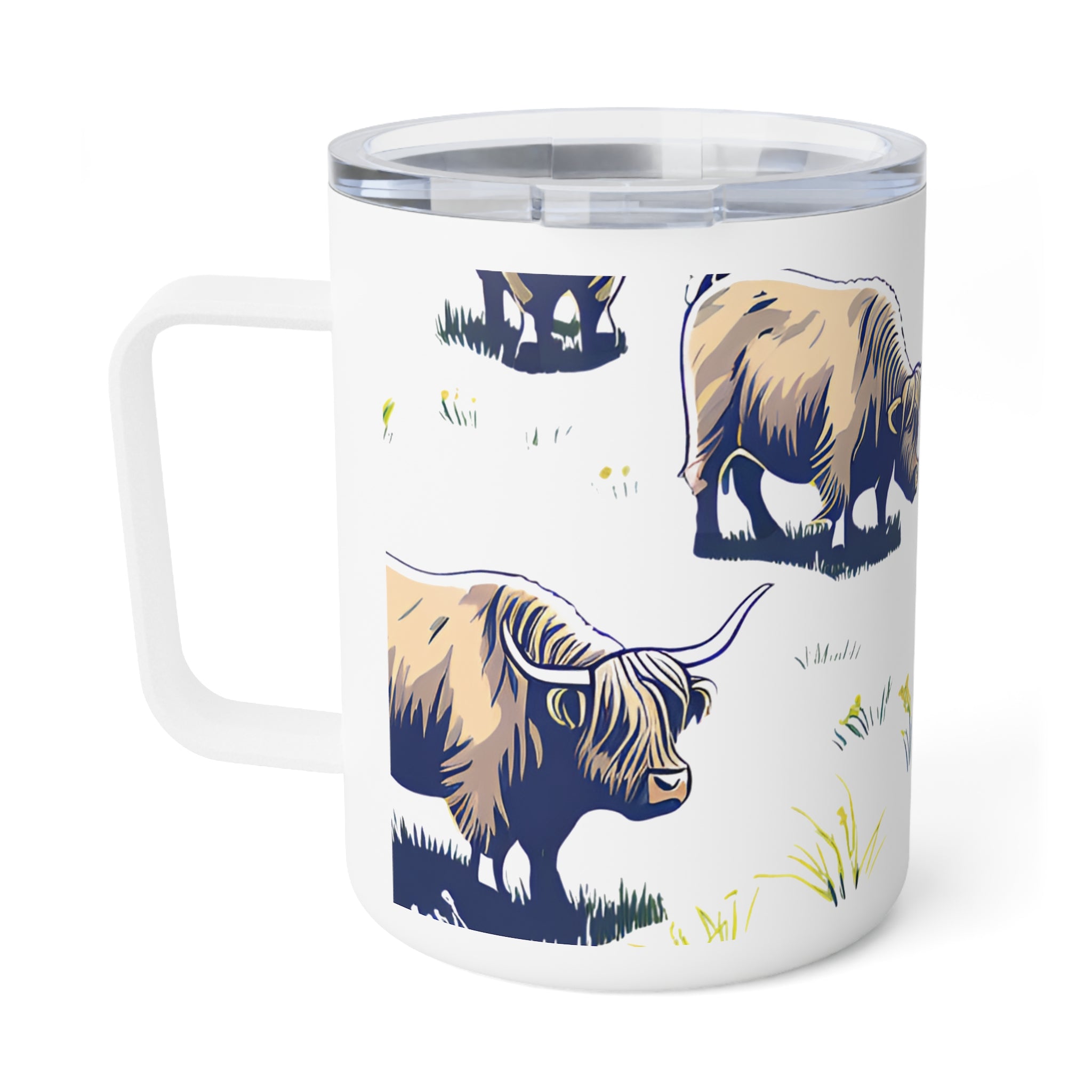 Highland Cow 10oz Insulated Coffee Mug Cute Scottish Cattle Travel Tumbler