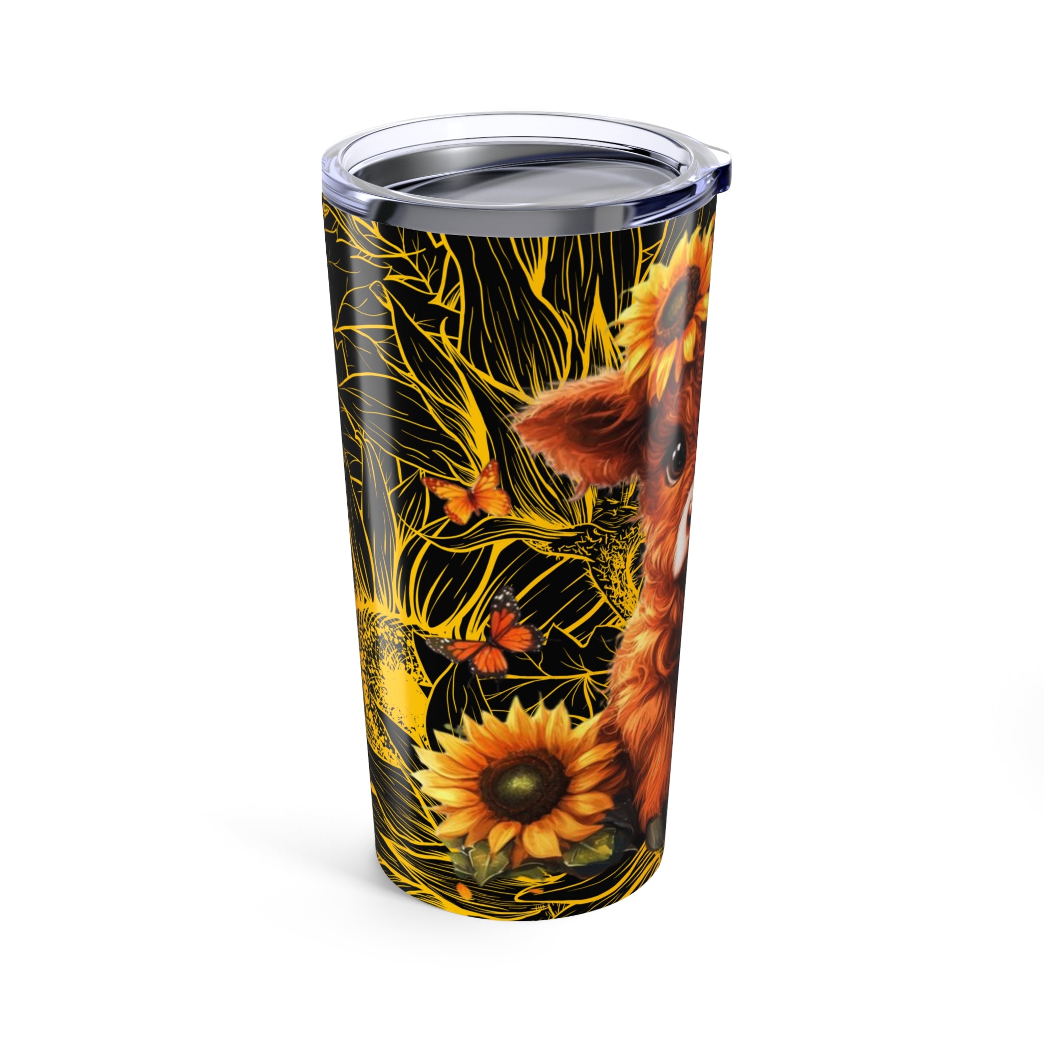 Highland Cow Tumbler 20oz Sunflower Insulated Stainless Travel Cup