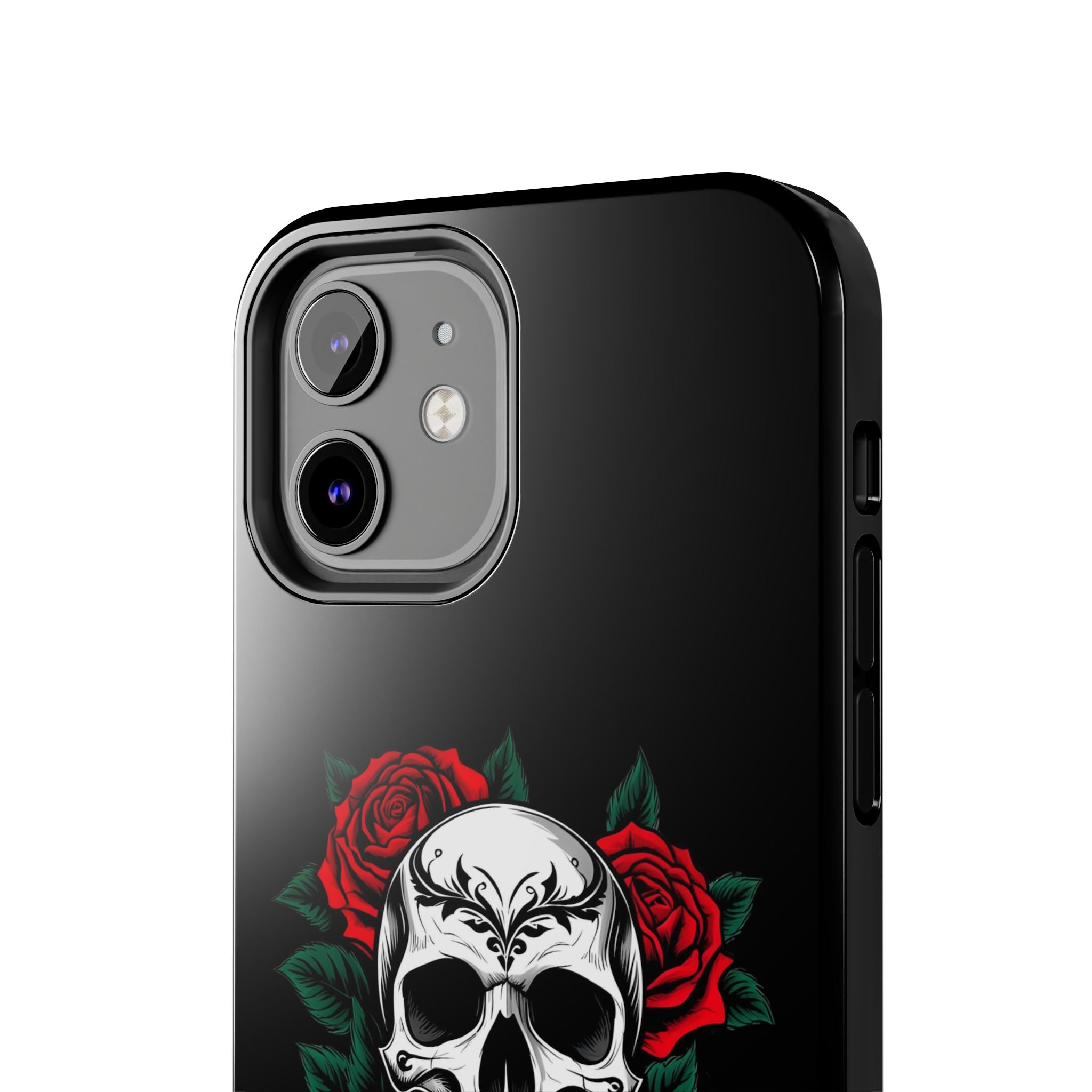 Skull and Roses Tough Phone Case — Durable Protective iPhone Cover with Vibrant Wing Design