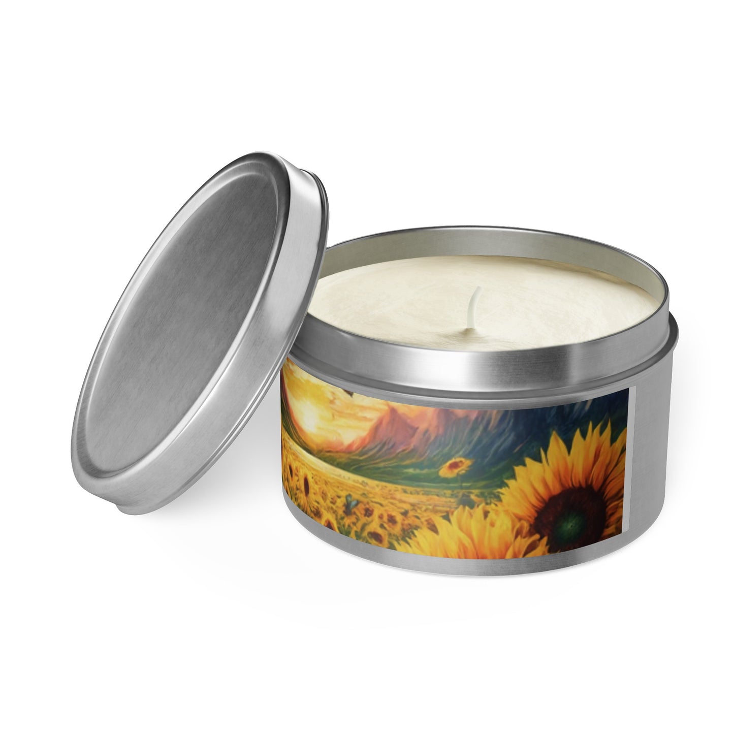 Beautiful Scented Sunflower Design Tin Candles